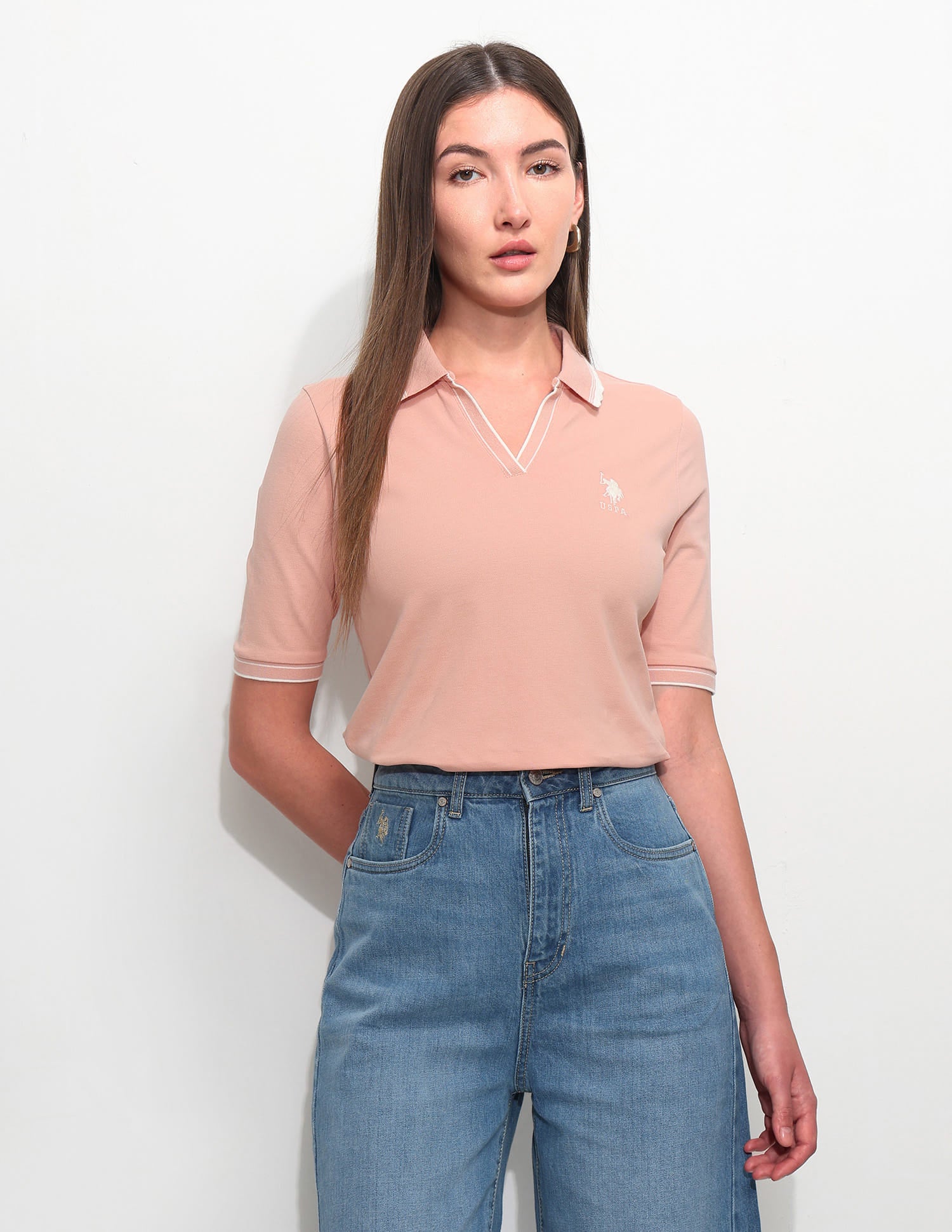 Regular Fit Solid Polo Shirt Pink - U.S. Polo Assn. India | Large