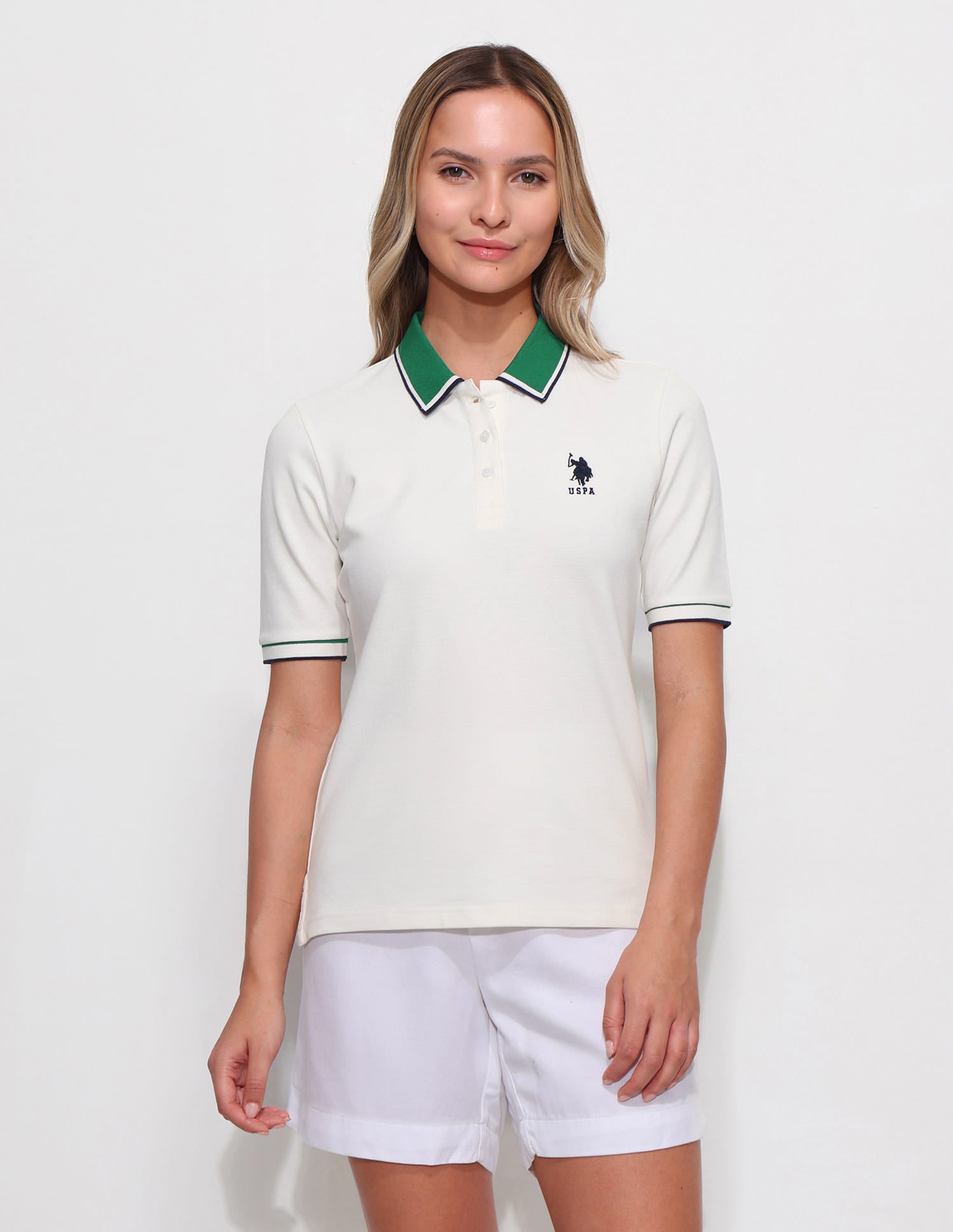 Regular Fit Contrast Collar Polo Shirt White - U.S. Polo Assn. India | Large