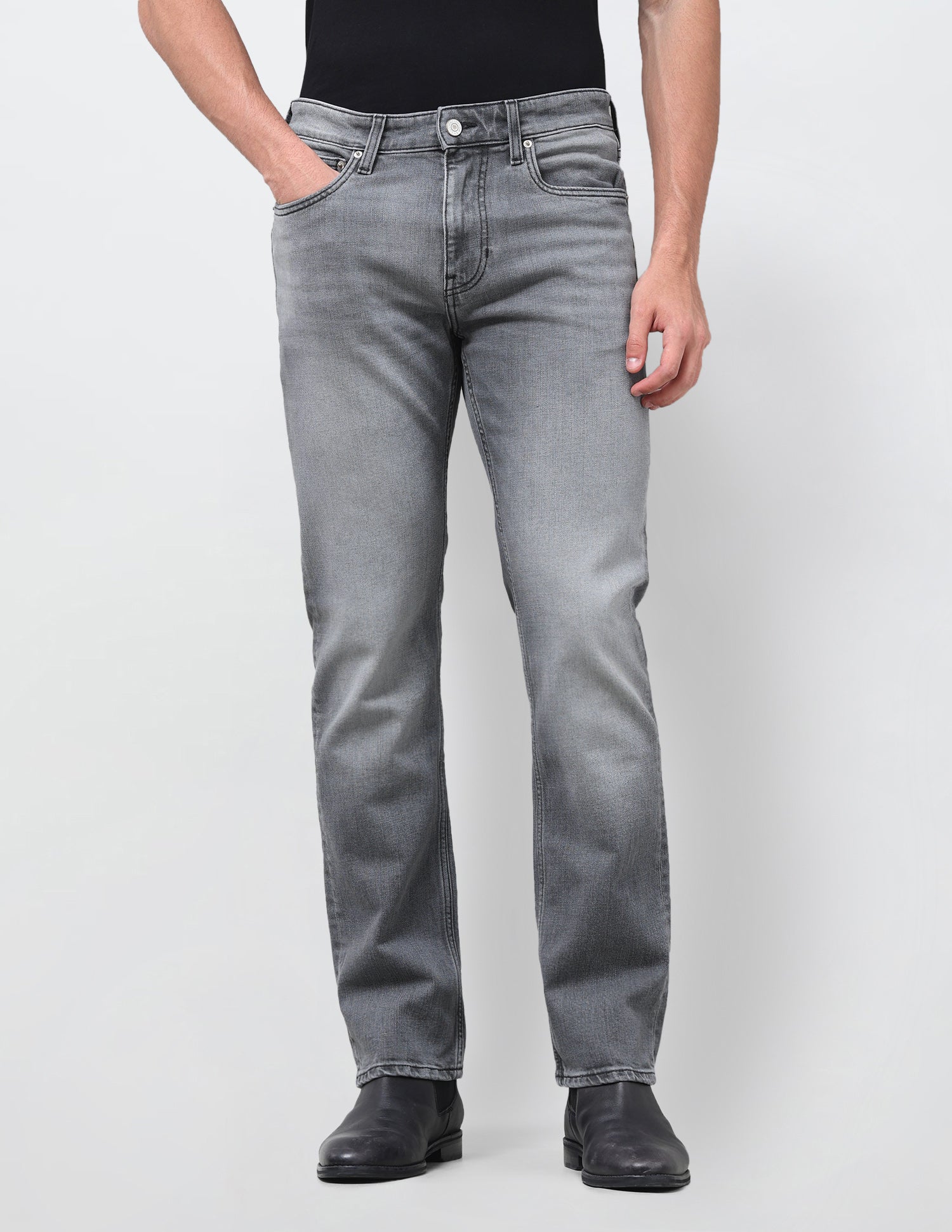 Harold Slim Straight Fit Grey Jeans Washed Grey - U.S. Polo Assn. India | Large