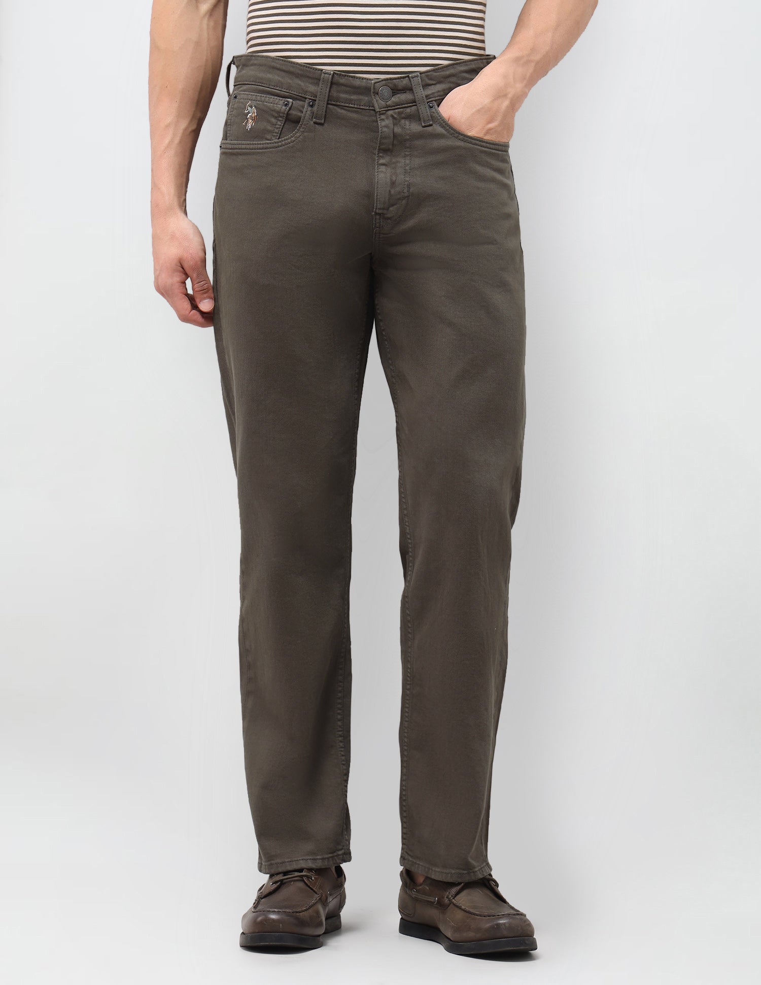 Shawn Relaxed Fit Green Jeans Olive - U.S. Polo Assn. India | Large