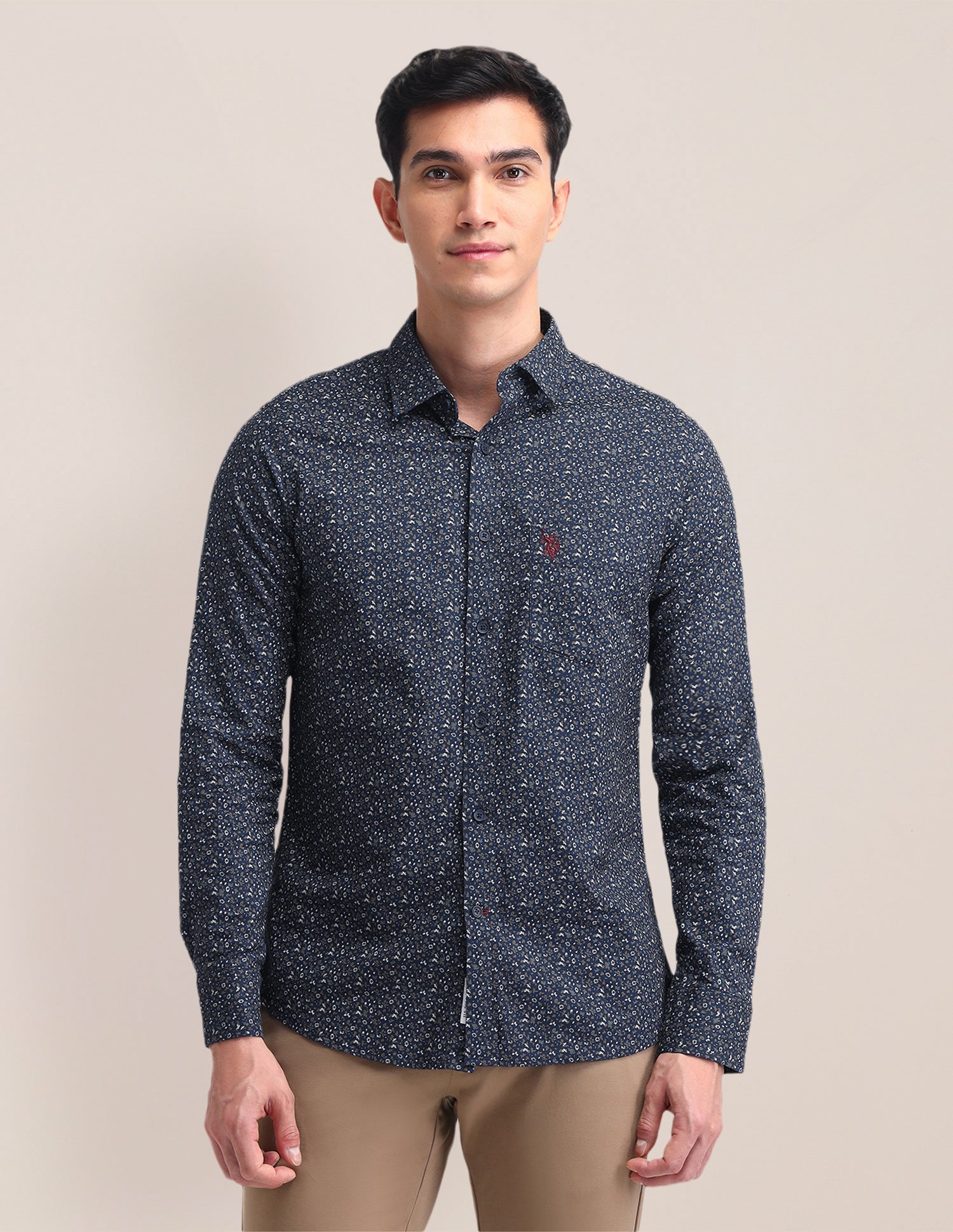 Floral Tailored Fit Shirt Navy - U.S. POLO ASSN. | Large