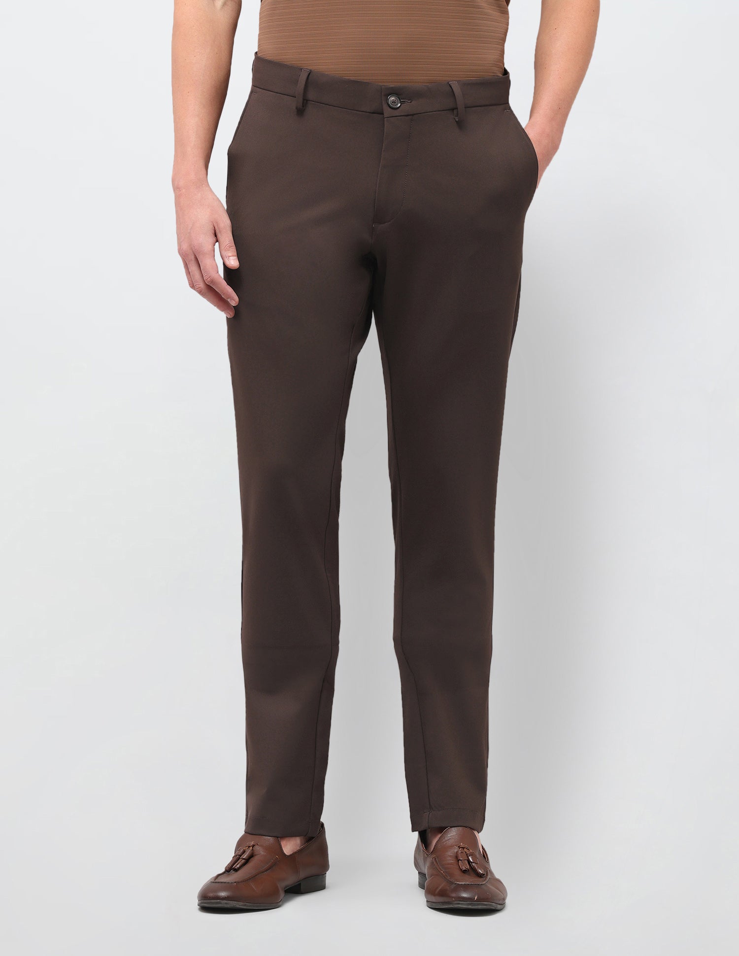 Knitted Denver Slim Fit Trousers Brown - U.S. Polo Assn. India | Large