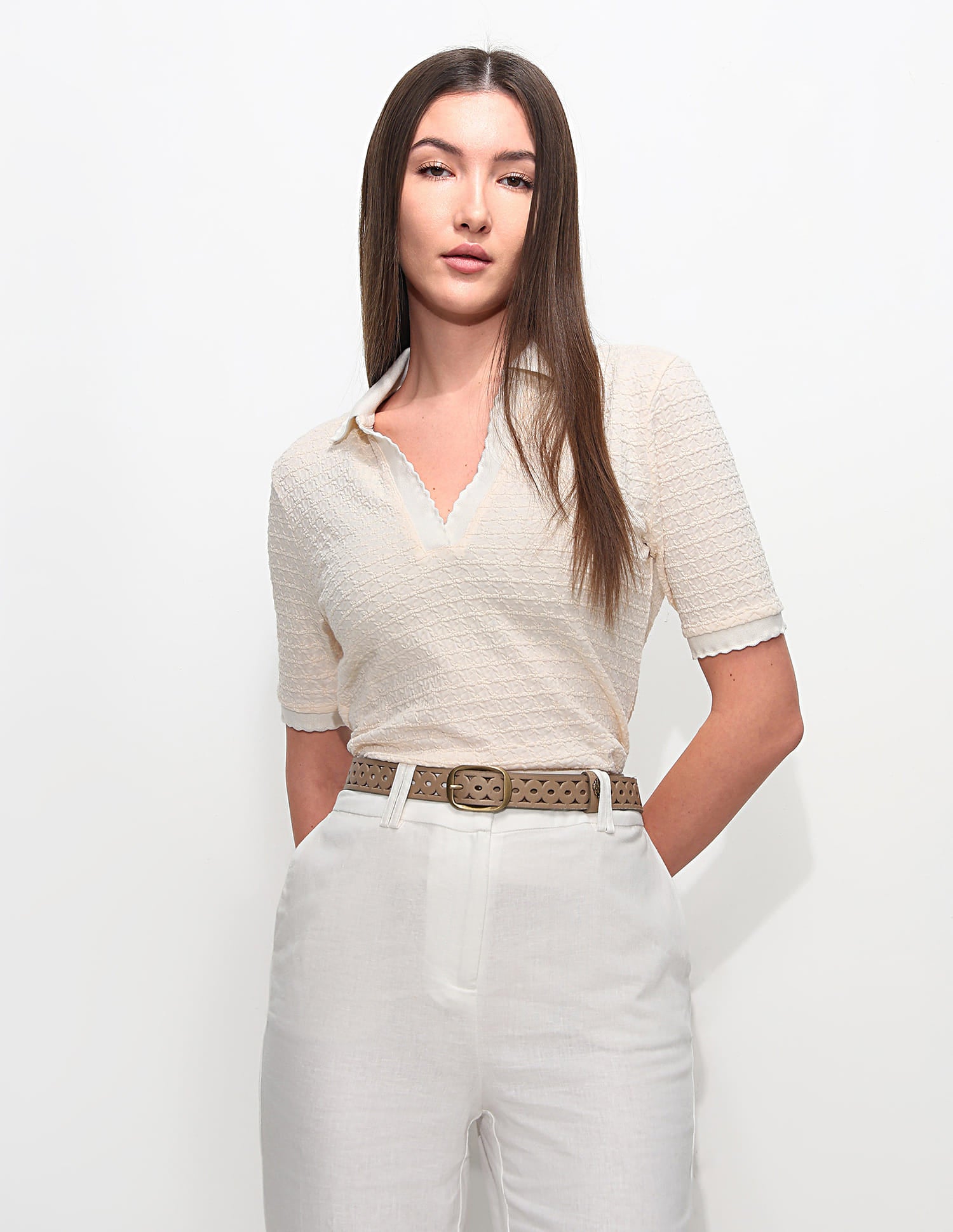 Regular Fit Textured Polo Shirt Beige - U.S. Polo Assn. India | Large