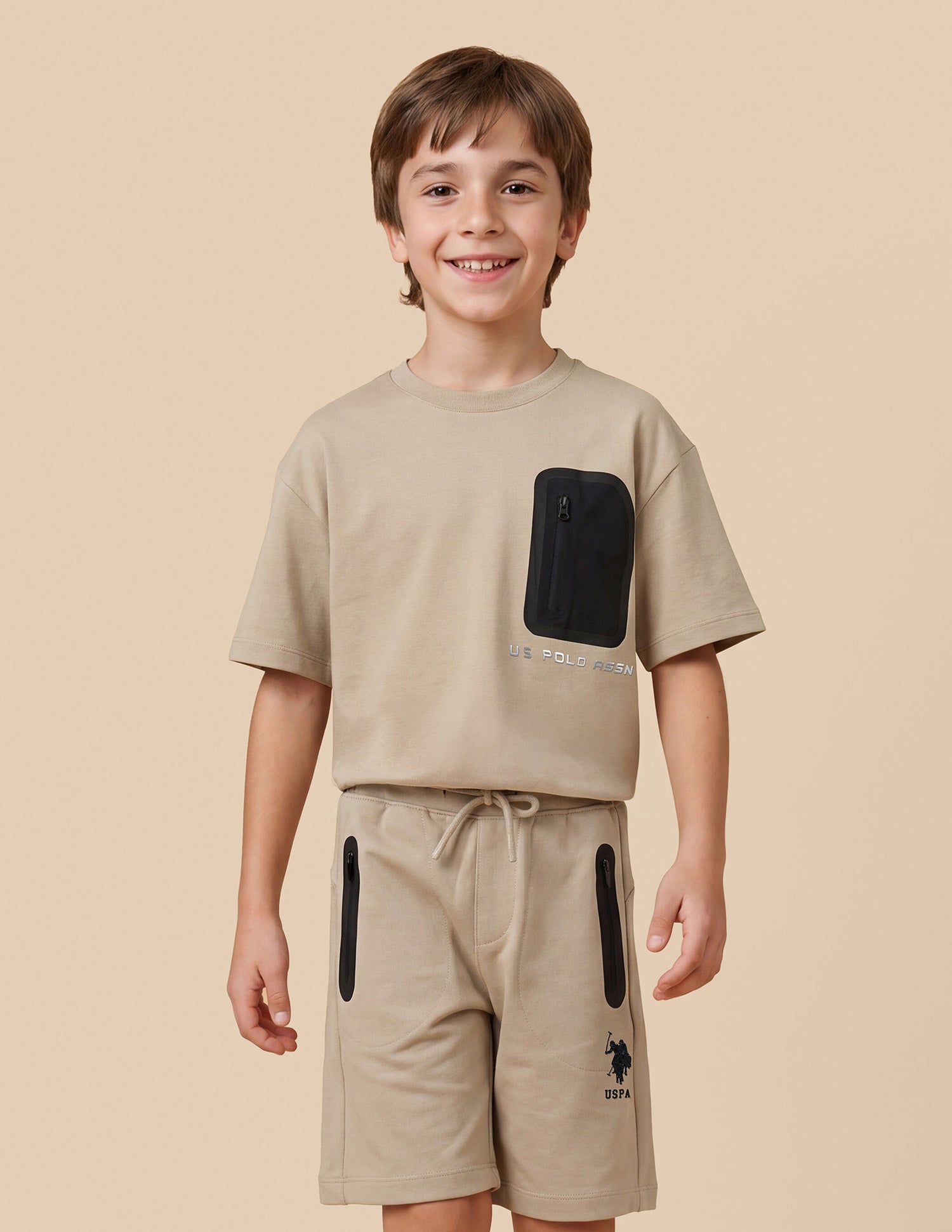 Mid Rise Regular Fit Shorts Beige - U.S. Polo Assn. India | Large