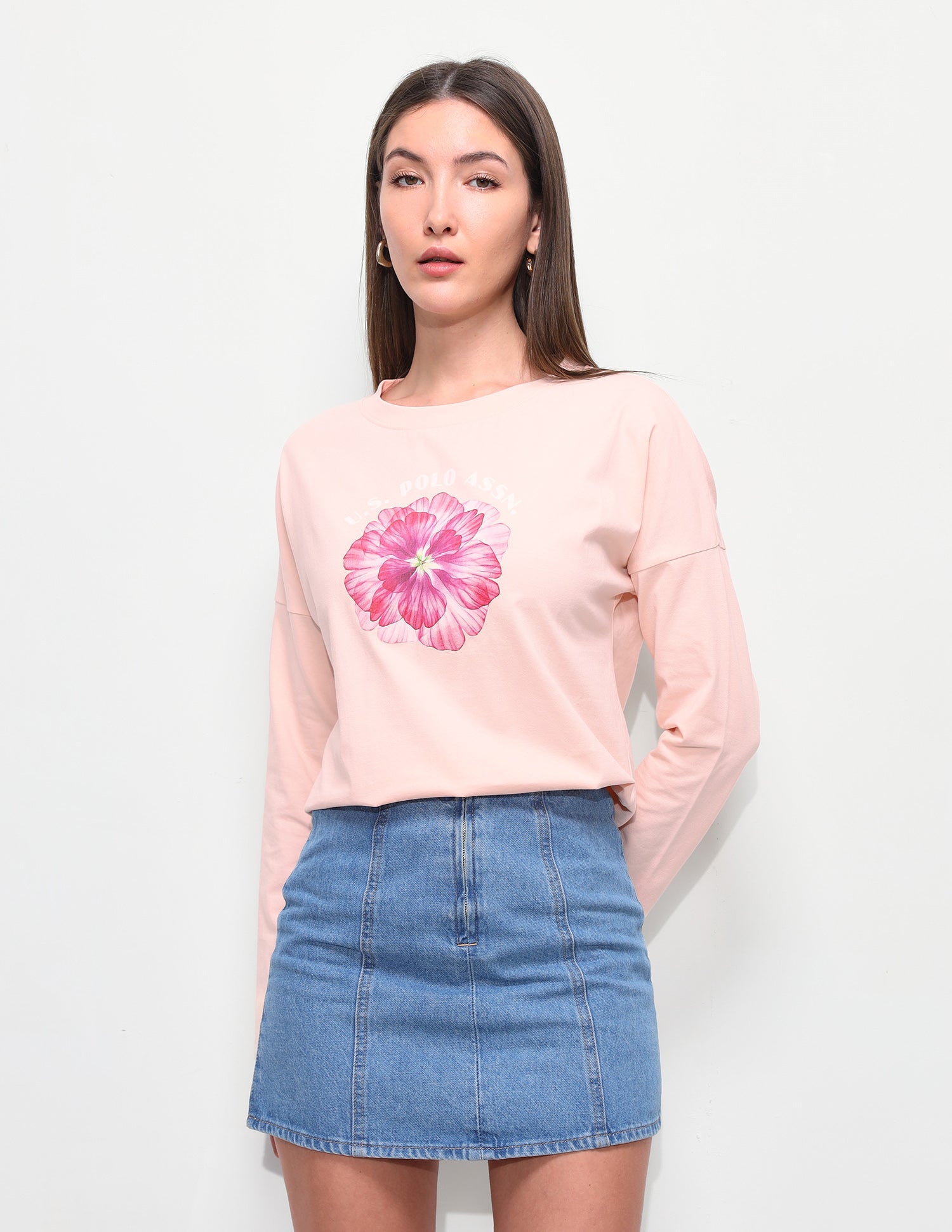 Brand Printed Relaxed Fit T-Shirt Light Pink - U.S. Polo Assn. India | Large