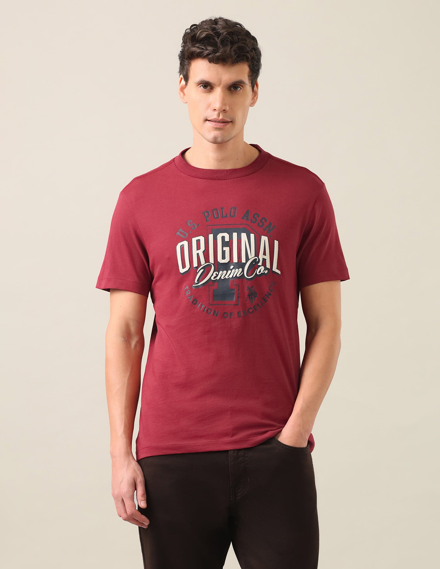 Graphic Printed Regular Fit T-Shirt Red - U.S. Polo Assn. India | Large