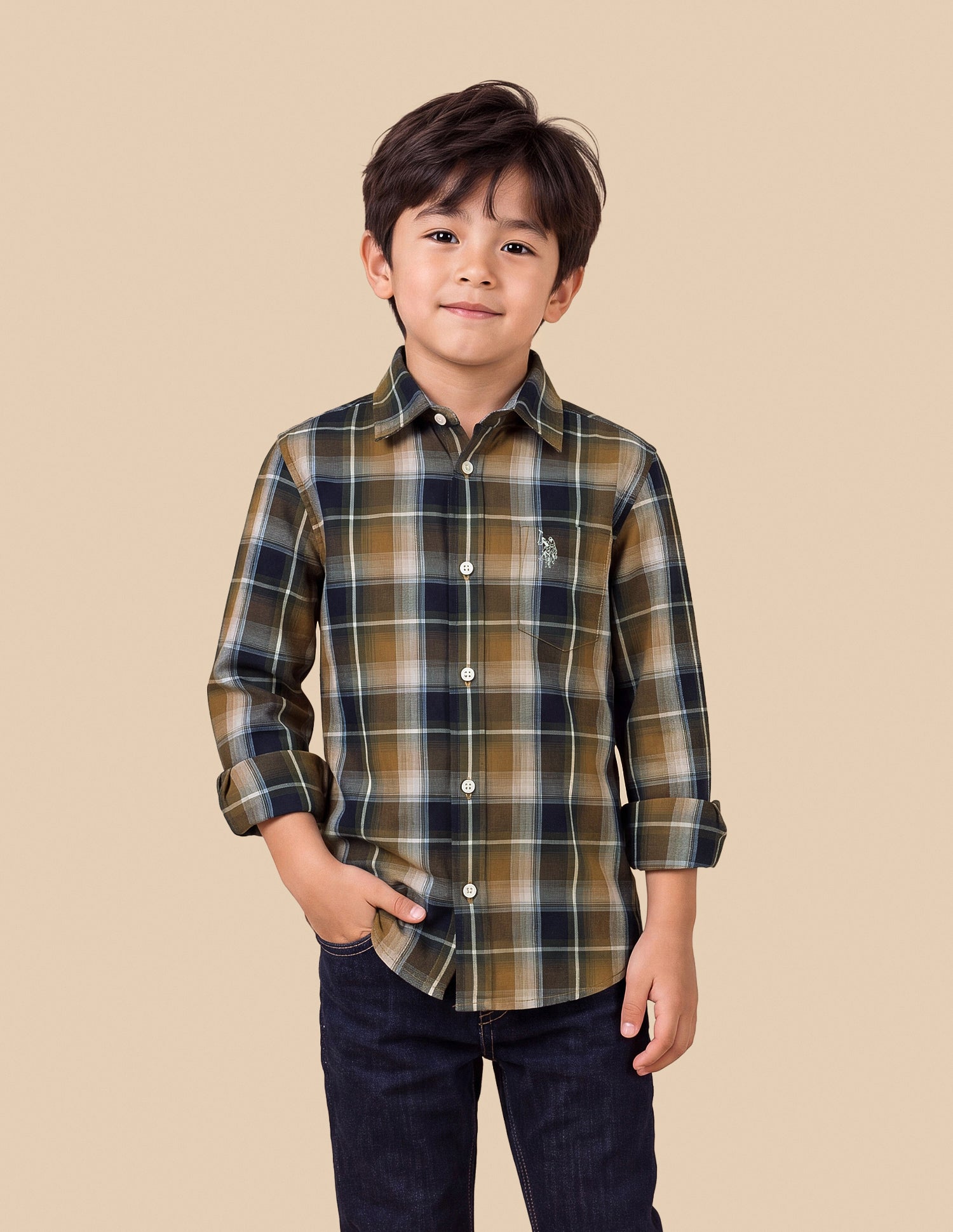 Plaid Checked Twill Shirt Mustard - U.S. Polo Assn. India | Large