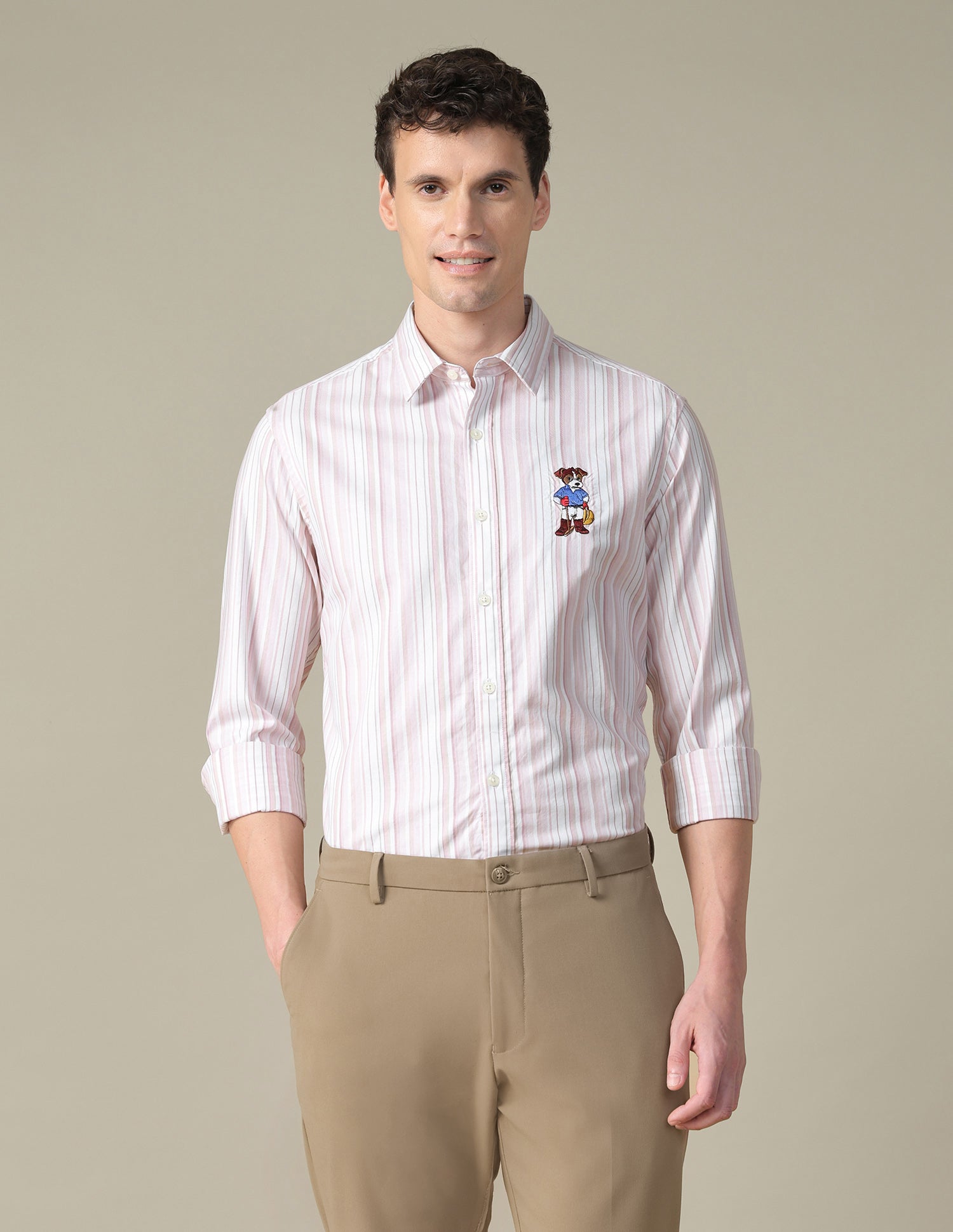 Vertical Striped Twill Shirt Light Pink - U.S. Polo Assn. India | Large