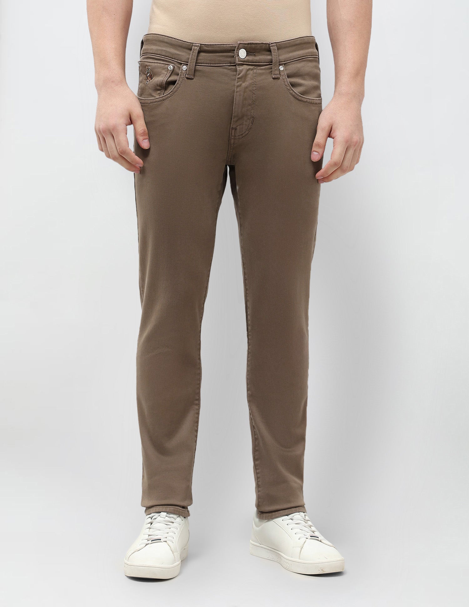 Brandon Slim Tapered Fit Mid Rise Jeans Brown - U.S. POLO ASSN. | Large