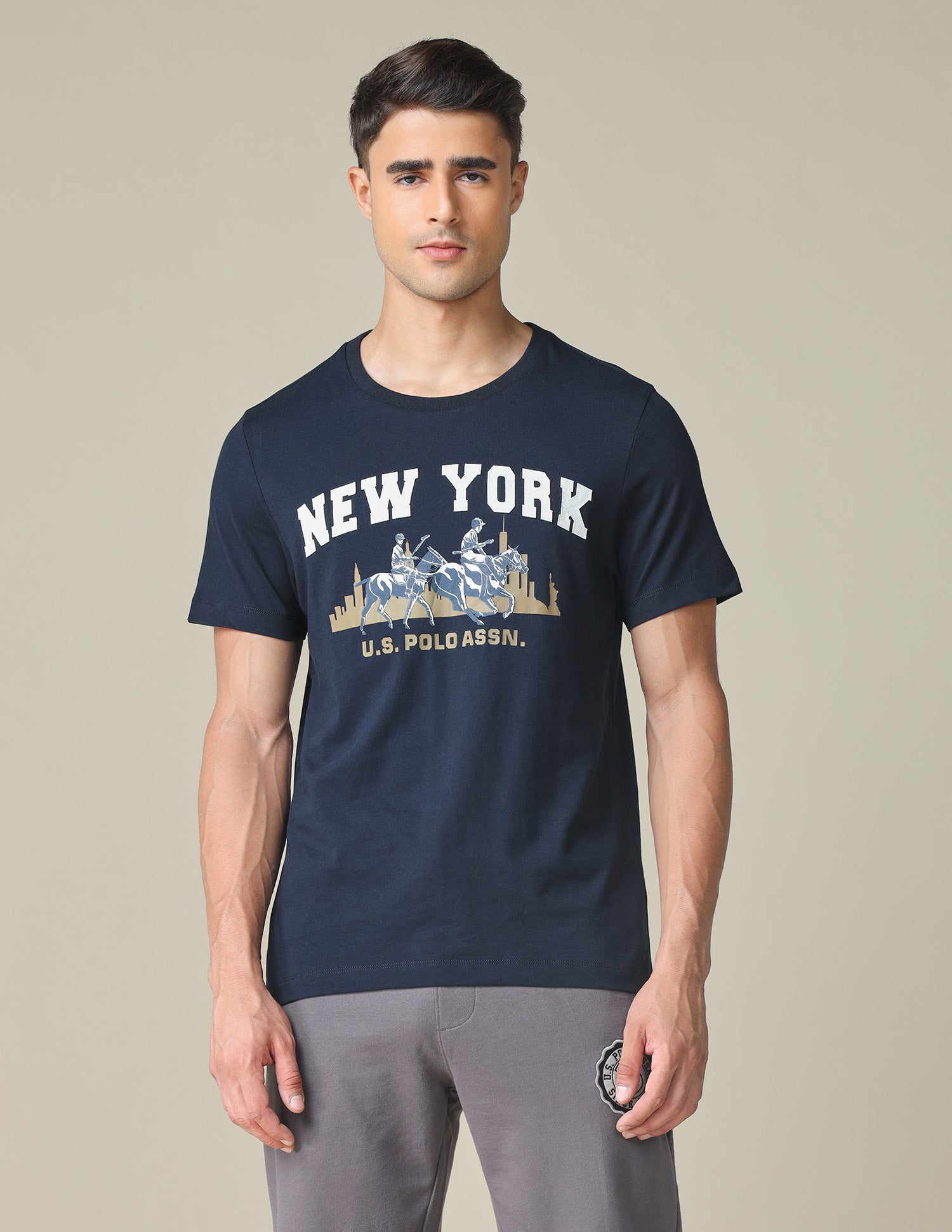 Pure Cotton Graphic Printed T- Shirt Navy - U.S. POLO ASSN. | Large