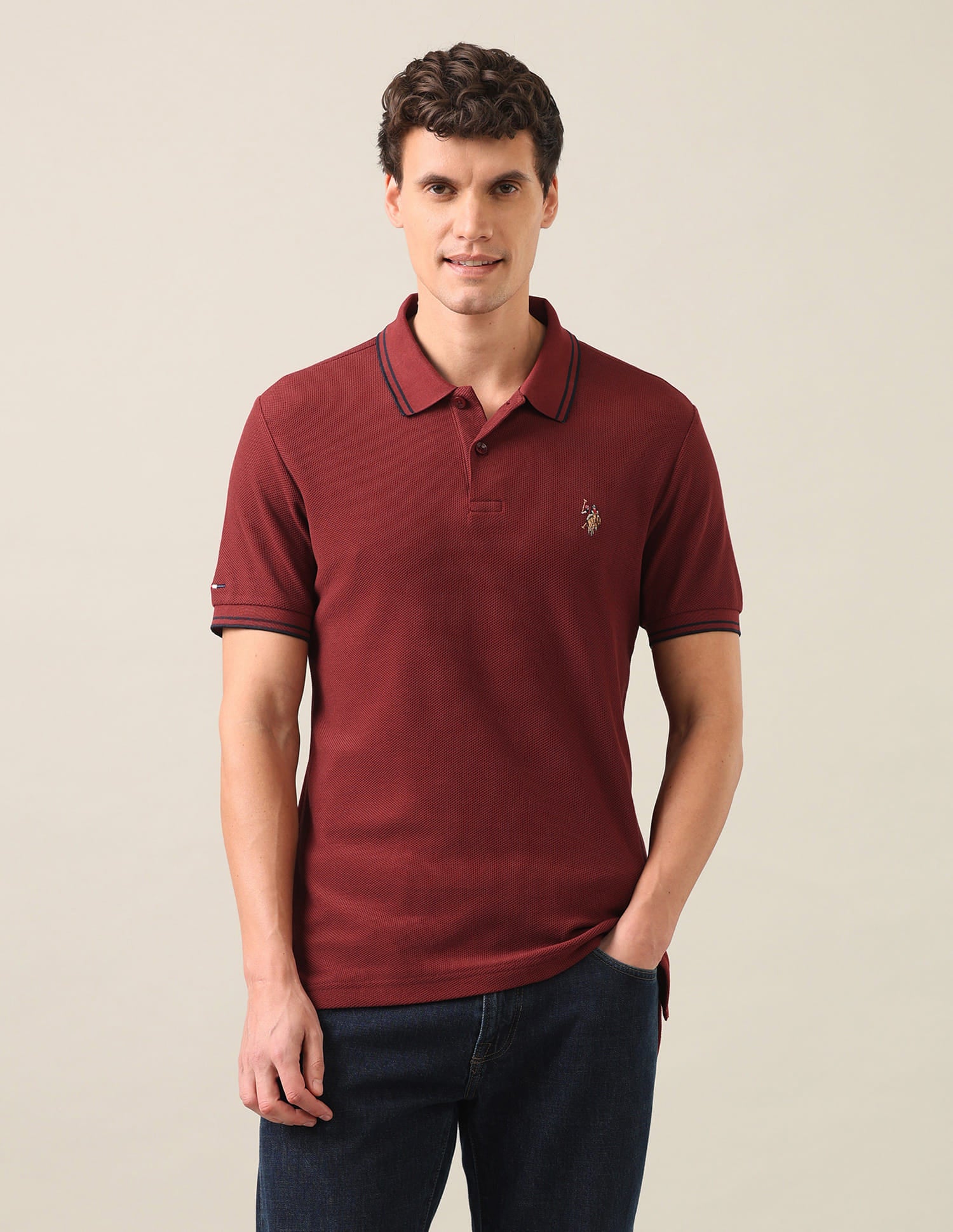 Solid Slim Fit Polo Shirt Rust - U.S. Polo Assn. India | Large