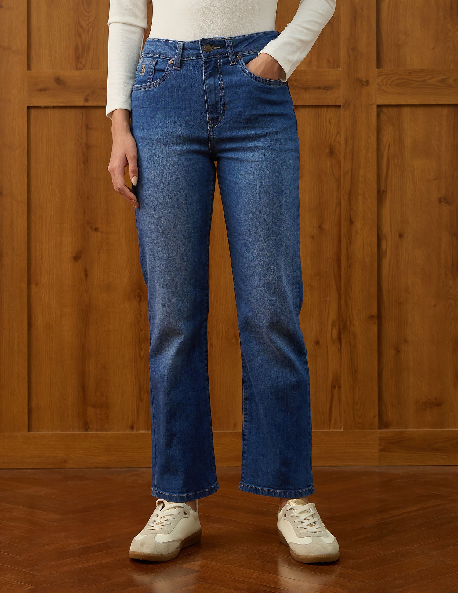 High Rise Straight Fit Jeans Blue - U.S. POLO ASSN. | Large