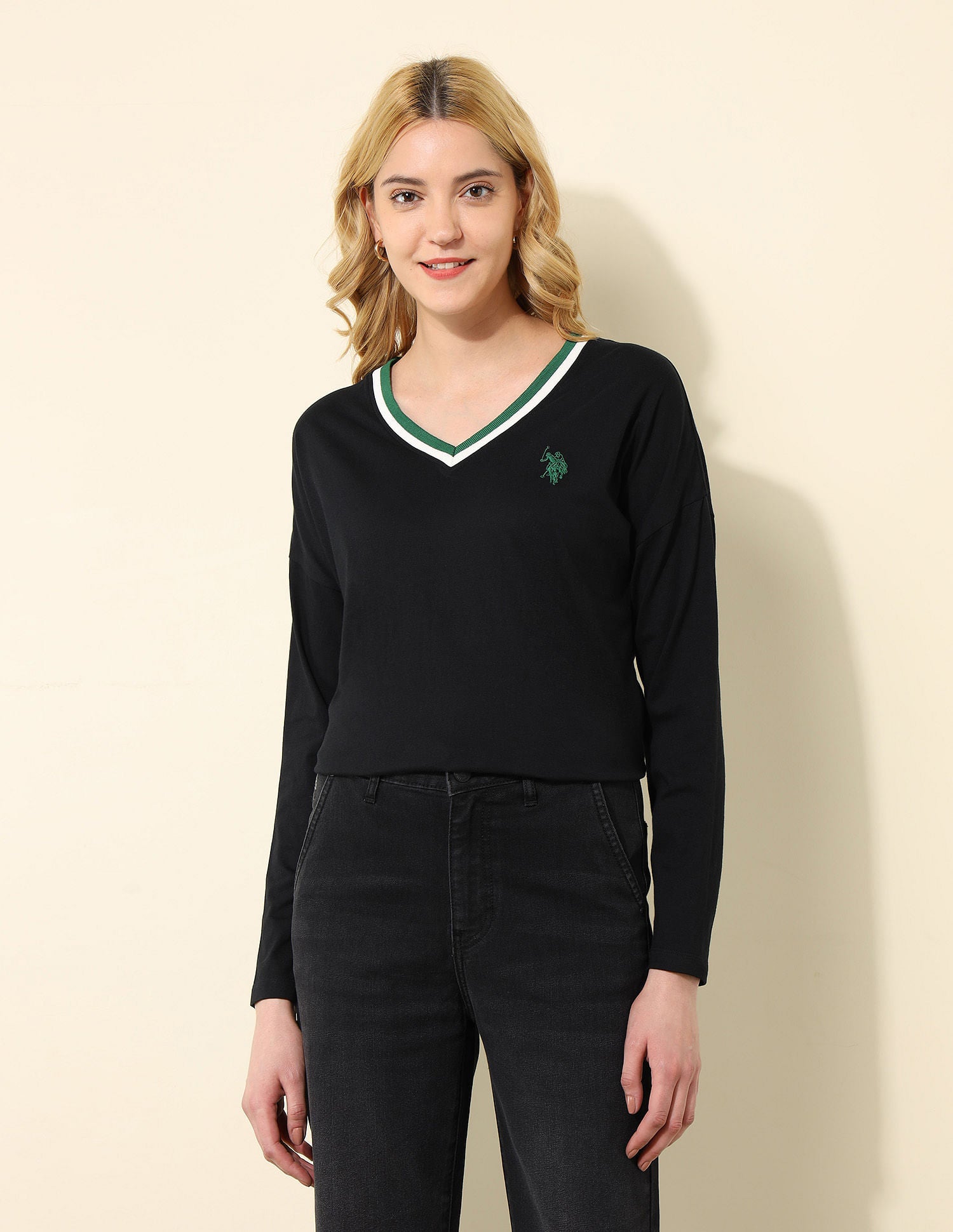 Oversized Fit Solid T-Shirt Black - U.S. POLO ASSN. | Large