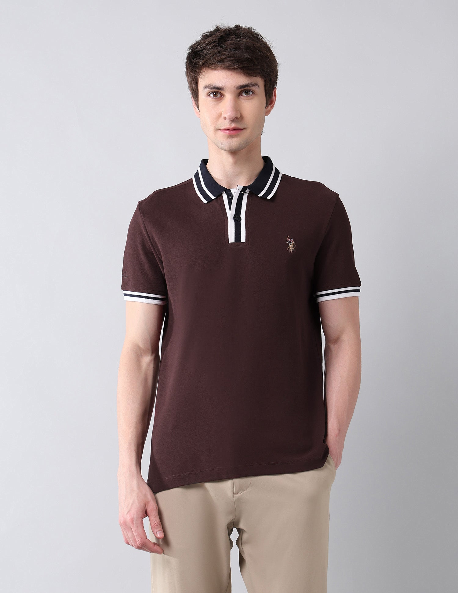 Solid Pure Cotton Americana Polo Shirt Maroon - U.S. Polo Assn. India | Large