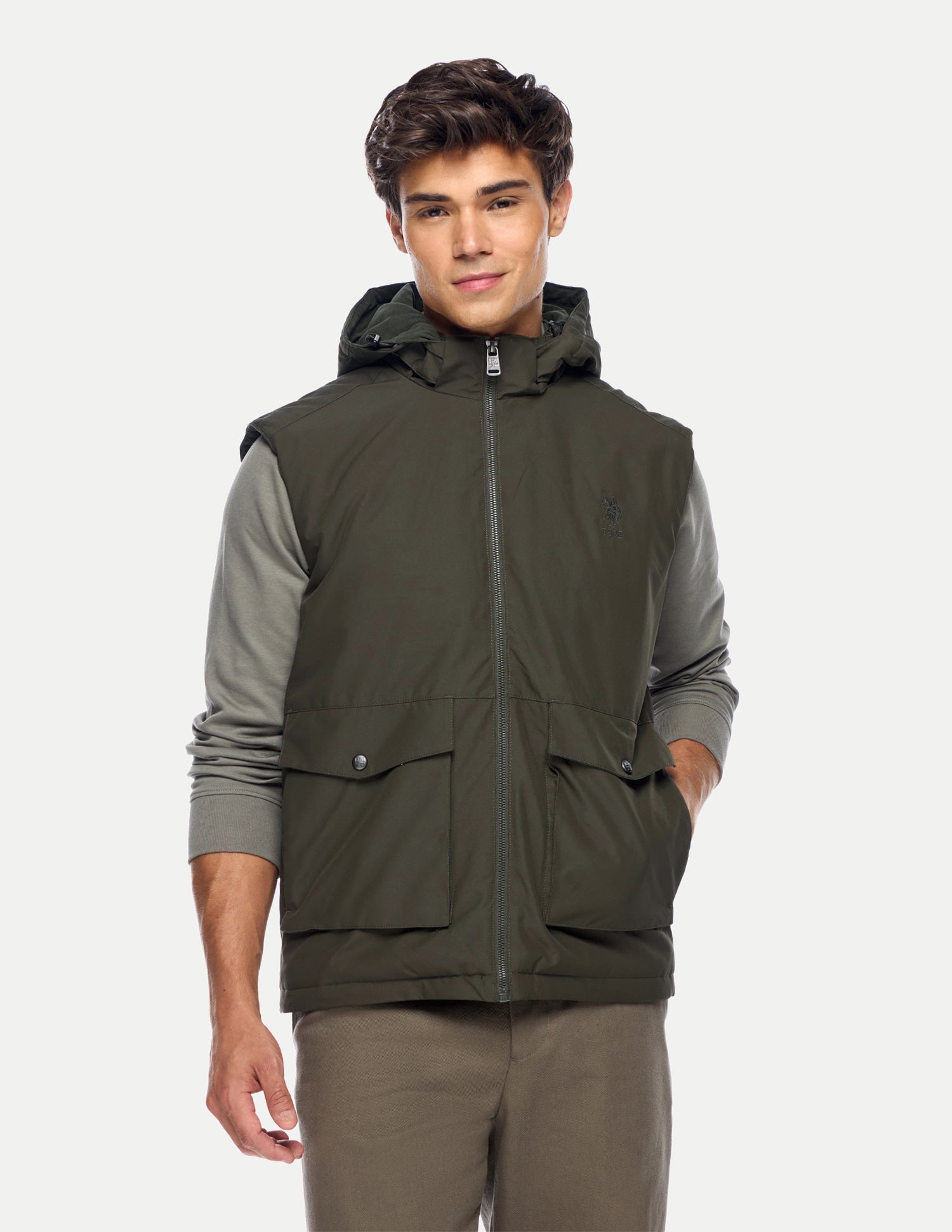 Solid Regular Fit Jacket Olive - U.S. Polo Assn. India | Large