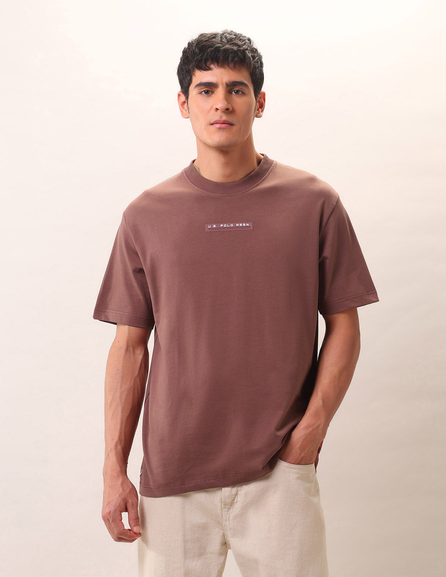 Solid Pure Cotton T-Shirt Rust - U.S. Polo Assn. India | Large