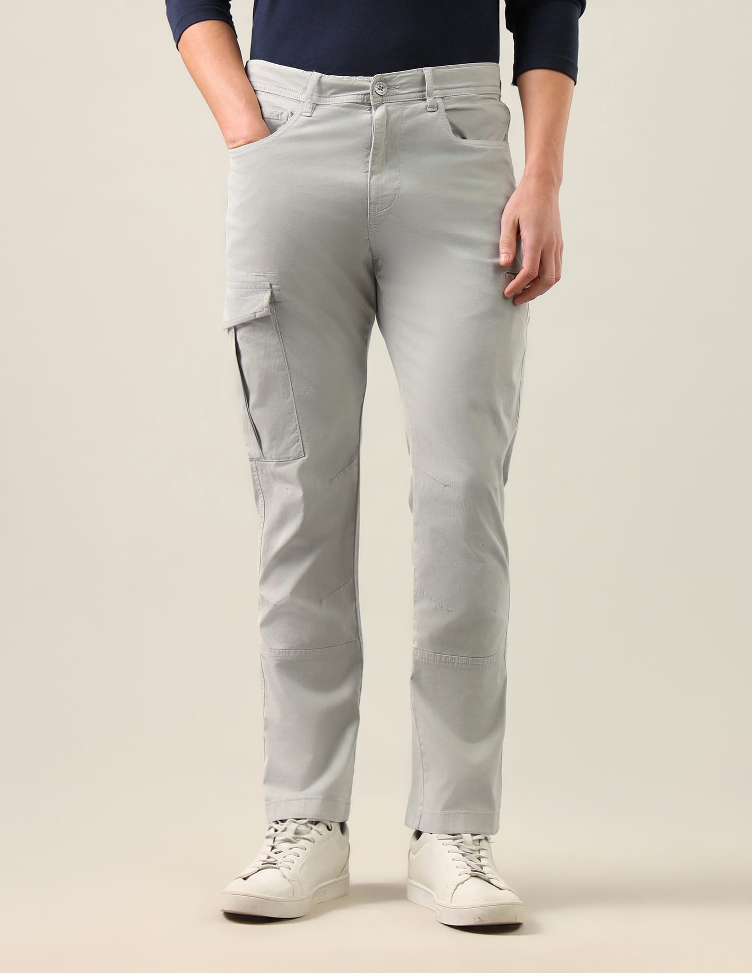 Harold Slim Straight Fit Twill Cargos Grey - U.S. Polo Assn. India | Large