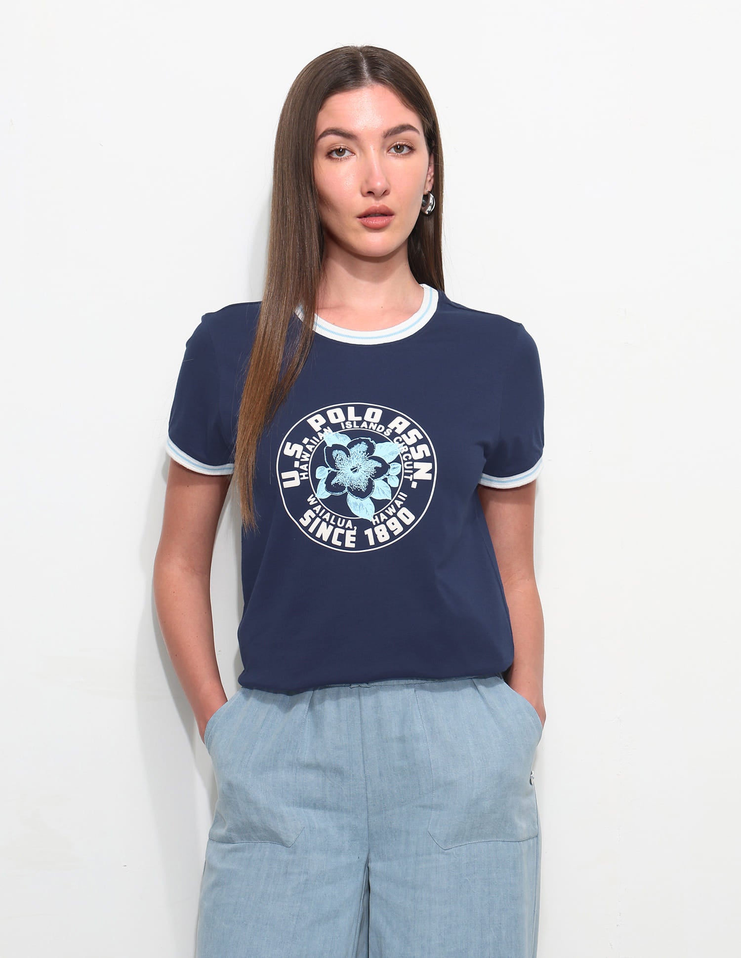 Regular Fit Brand Printed T-Shirt Blue - U.S. Polo Assn. India | Large