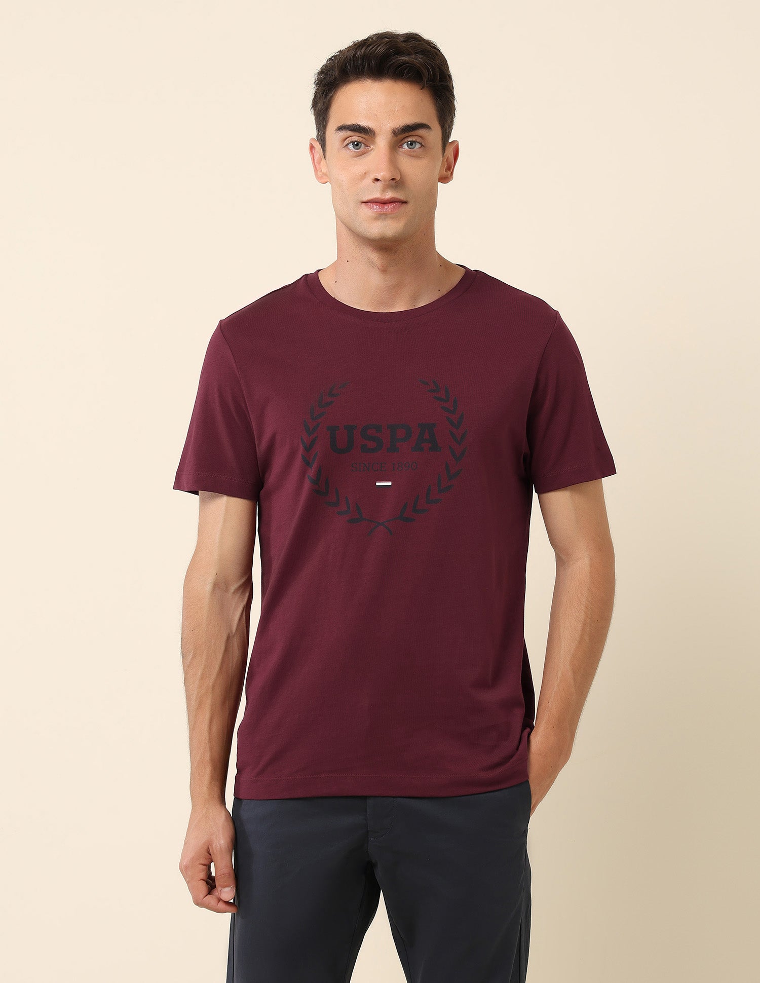 Brand Printed Slim Fit T-Shirt Maroon - U.S. POLO ASSN. | Large