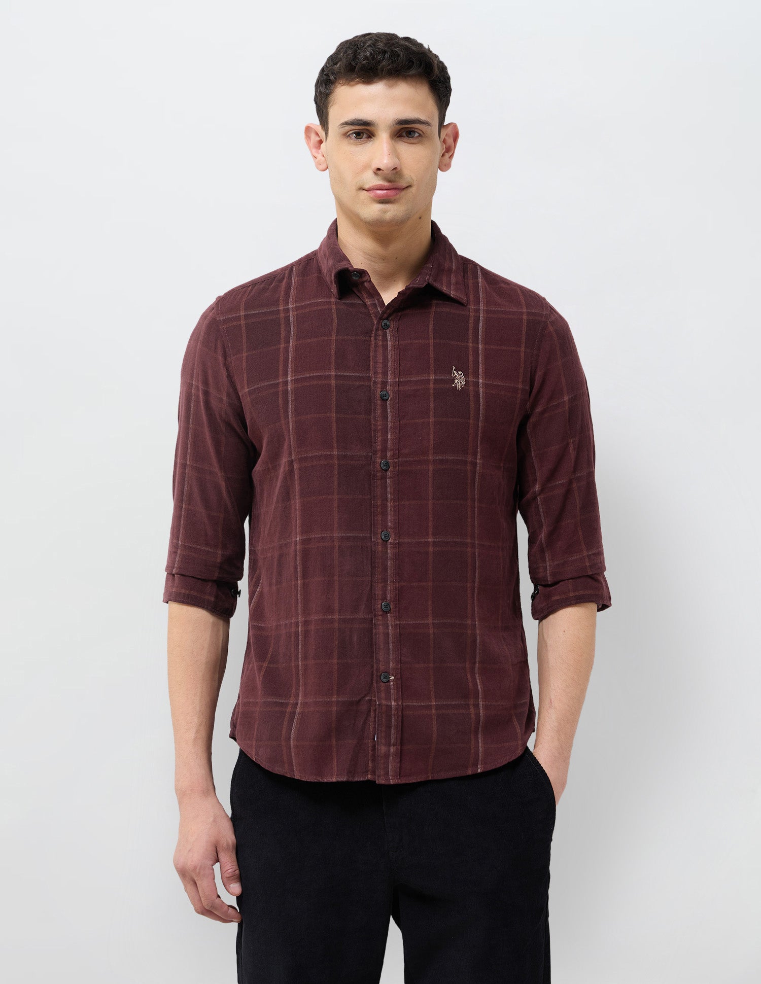 Corduroy Grid Tattersall Checked Shirt Choco - U.S. POLO ASSN. | Large