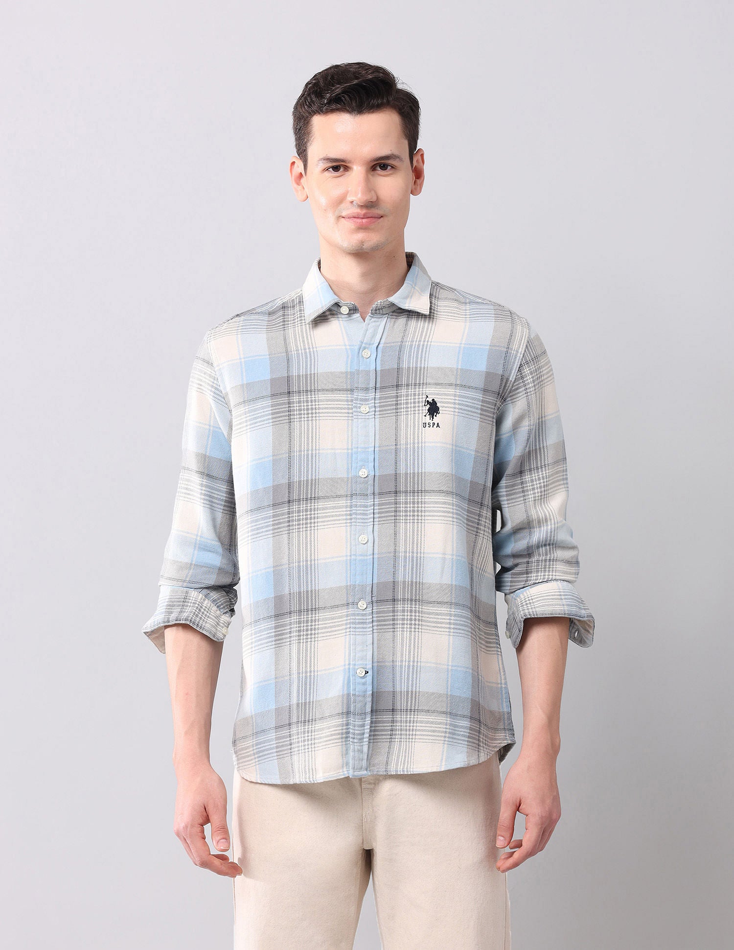 Regular Fit Checked Shirt Blue - U.S. POLO ASSN. | Large
