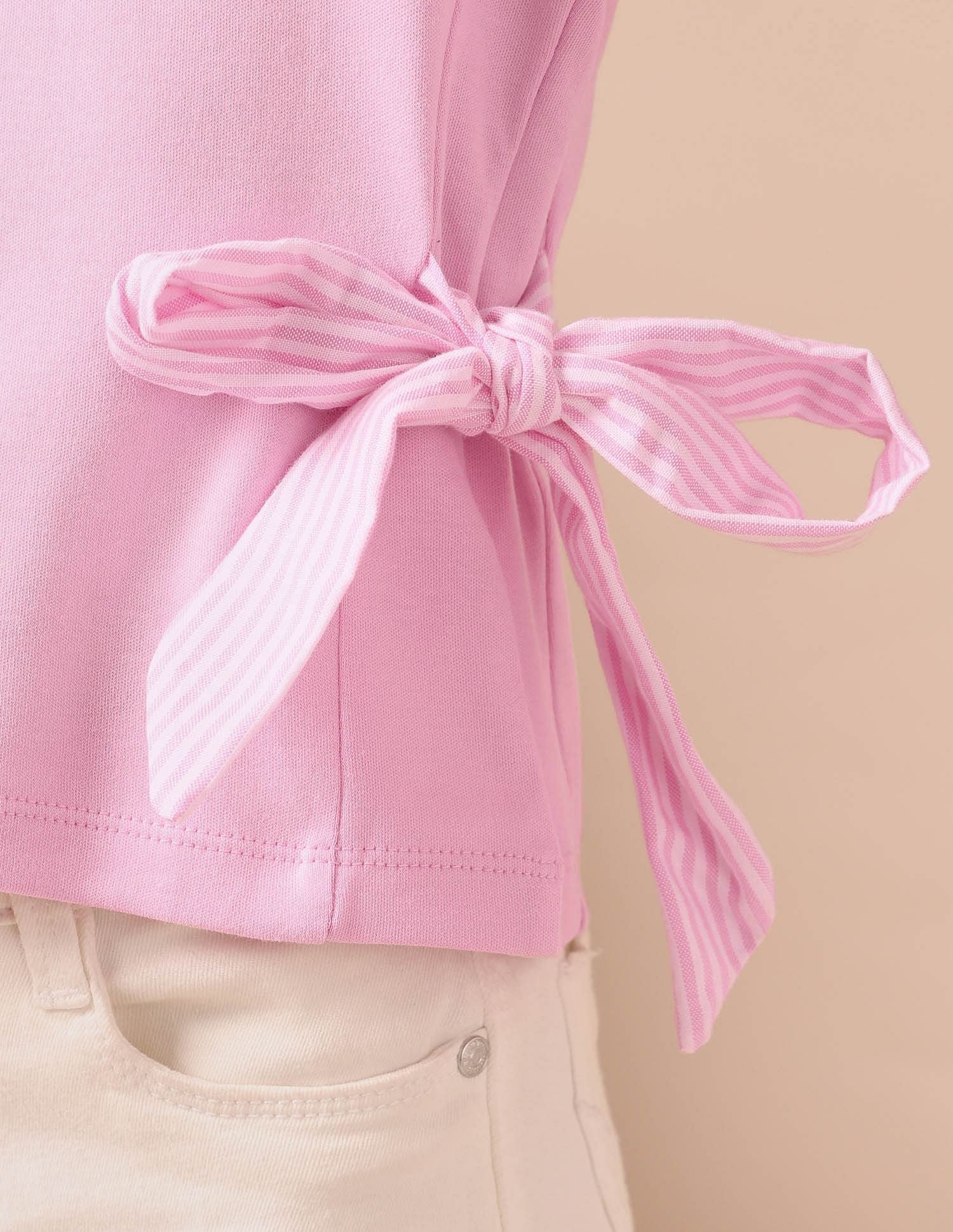 Girls Tie-up Bow Brand Printed T-Shirt Light Pink - U.S. POLO ASSN. | Large