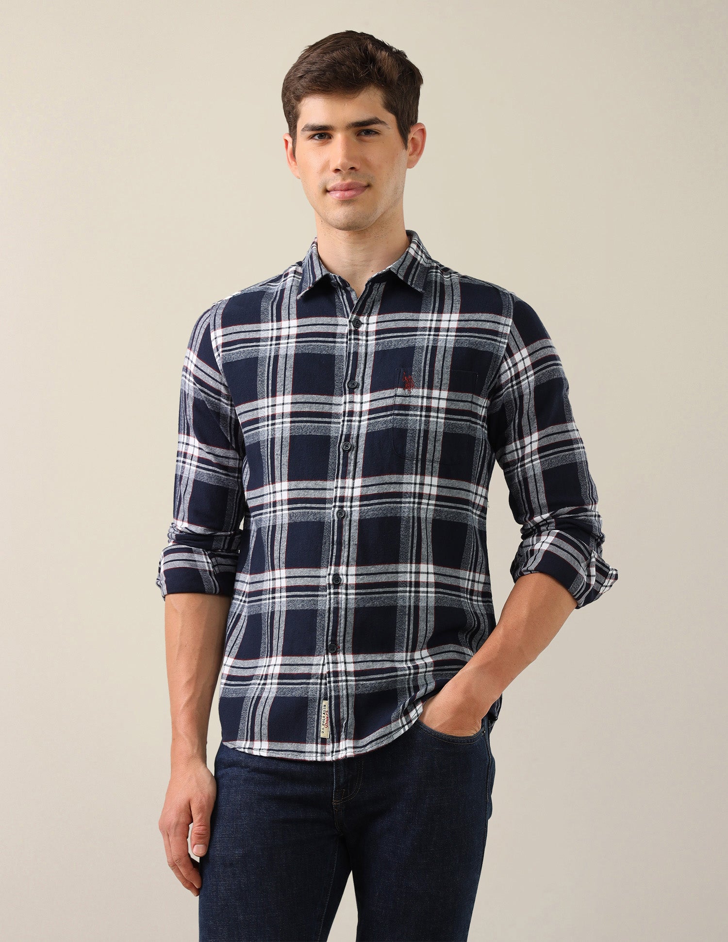 Twill Regular Fit Shirt Navy - U.S. Polo Assn. India | Large