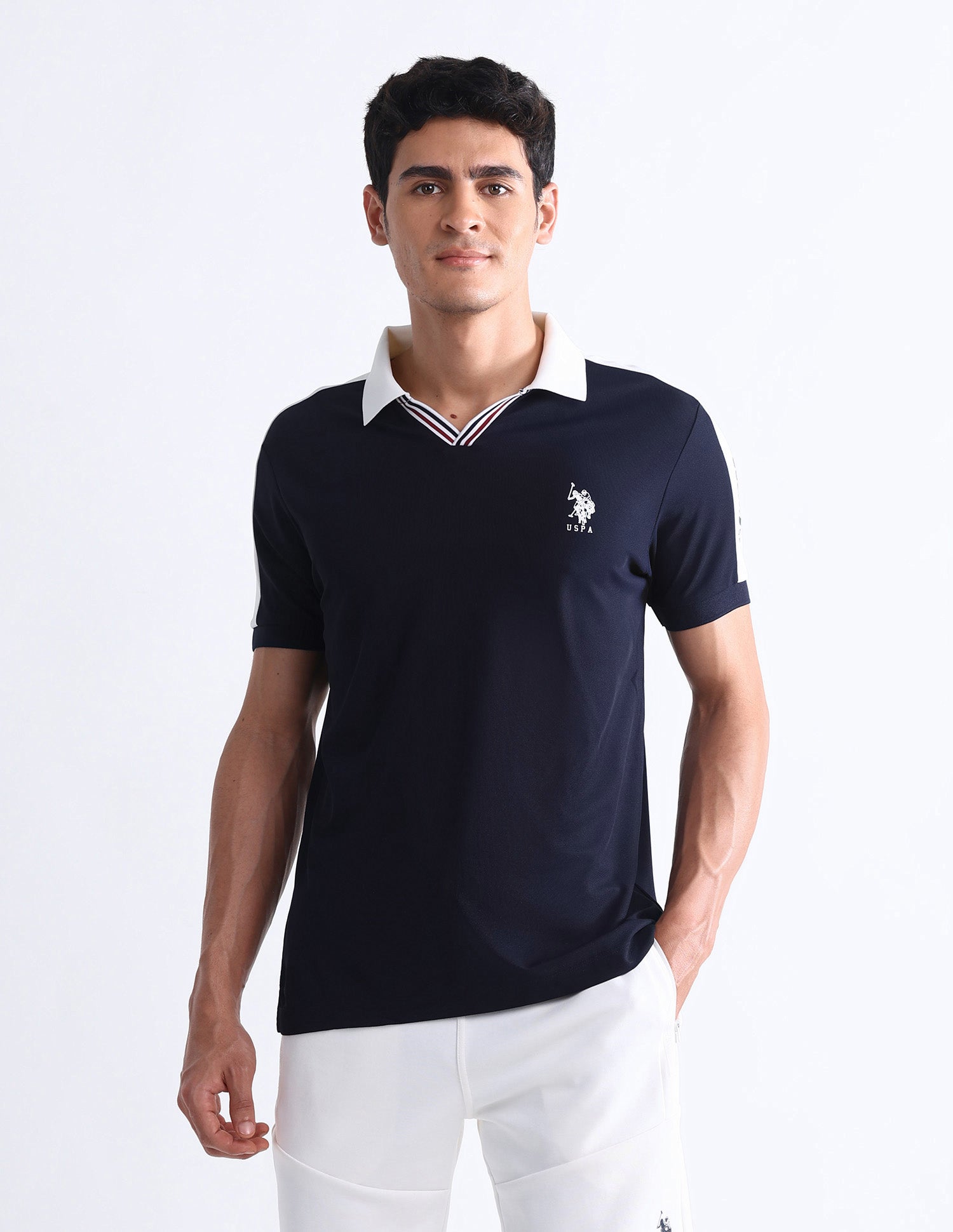 Solid Slim Fit Polo Shirt Navy - U.S. Polo Assn. India | Large