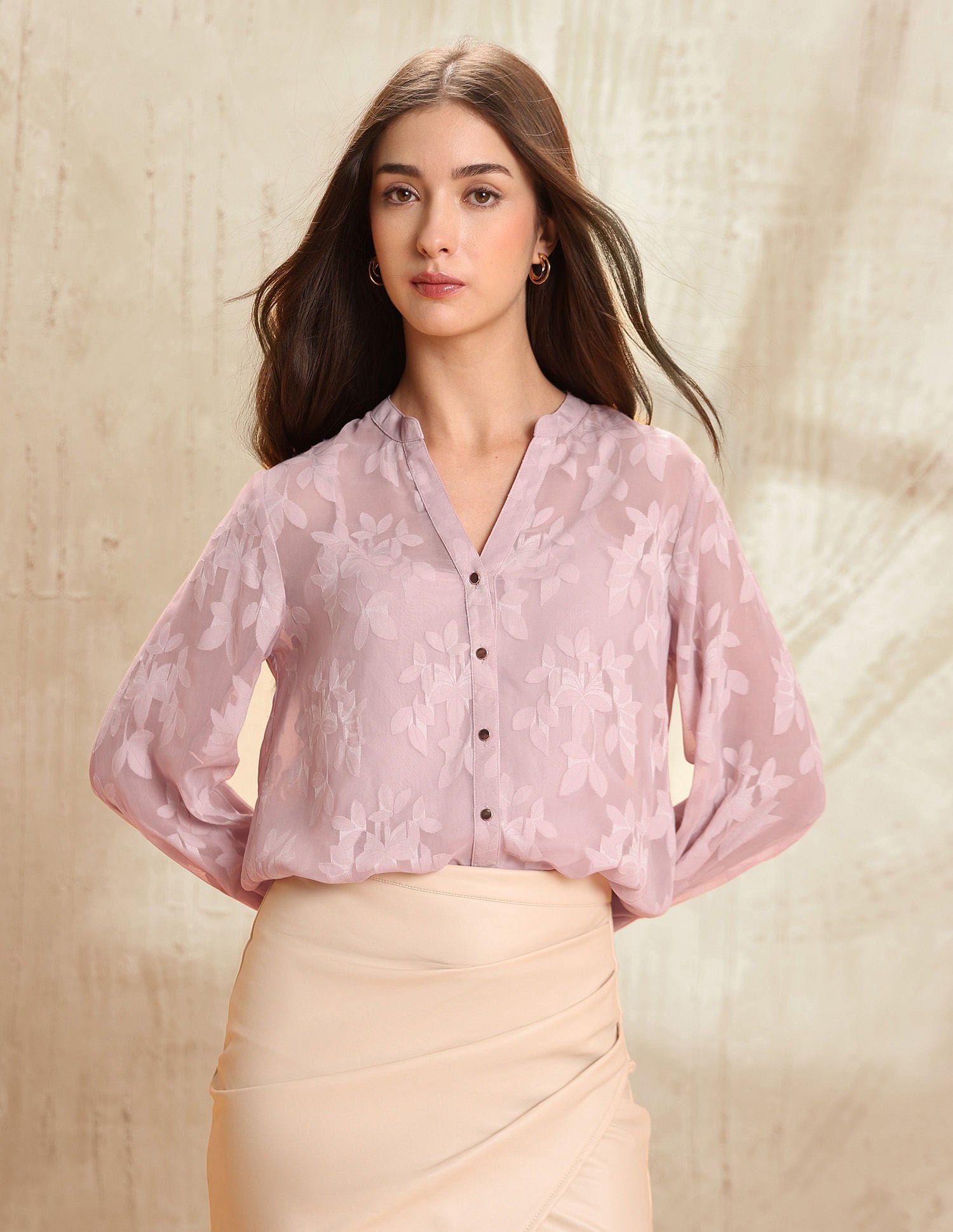 Semi-Sheer Floral Printed Shirt Pink - U.S. POLO ASSN. | Large