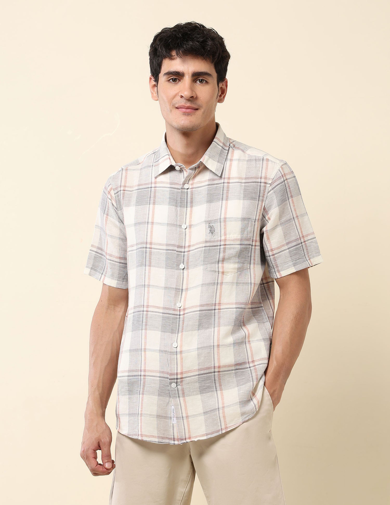 Plaid Checked Tailored Fit Shirt Grey - U.S. POLO ASSN. | Large