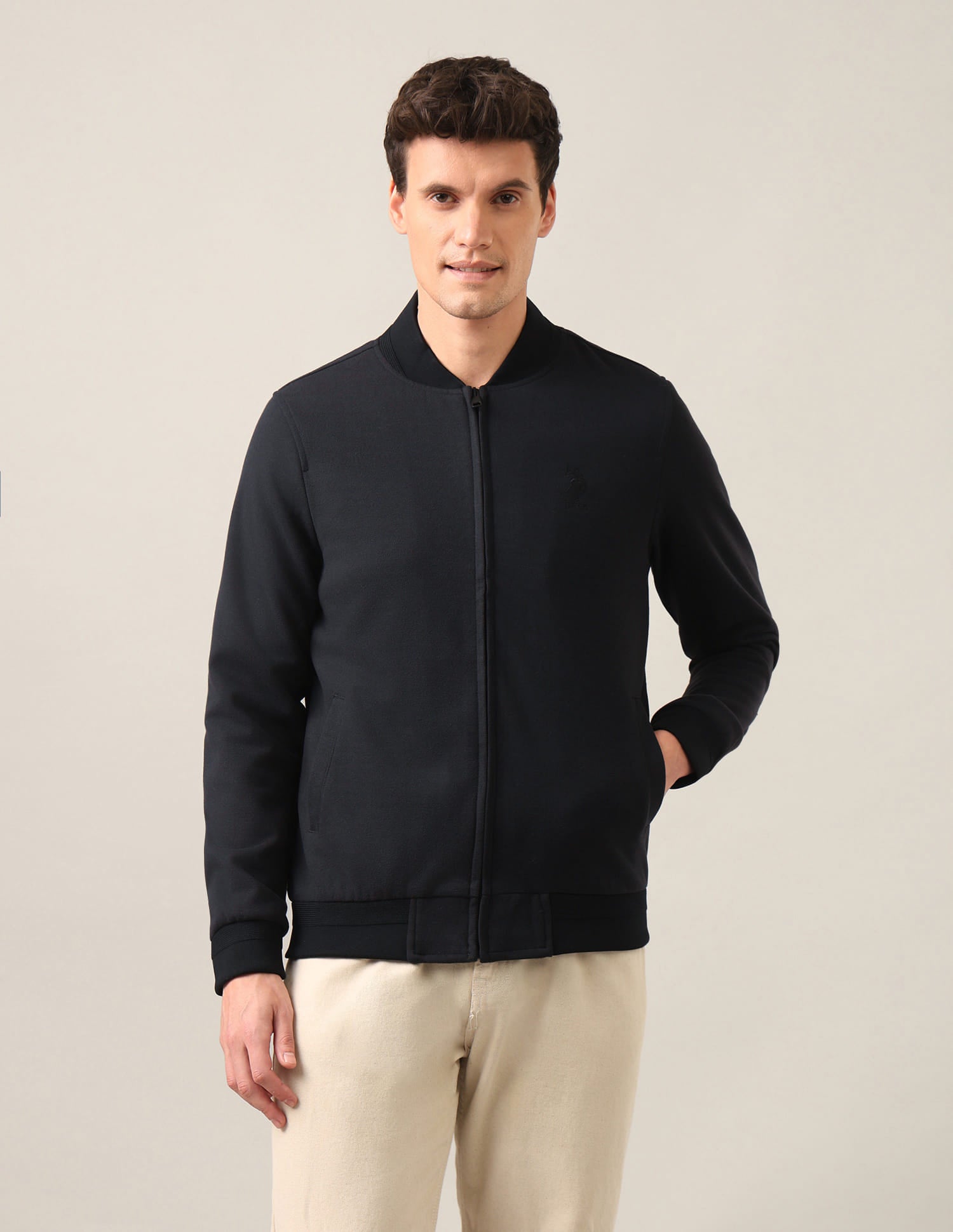 Knitted Bomber Jacket Black - U.S. Polo Assn. India | Large