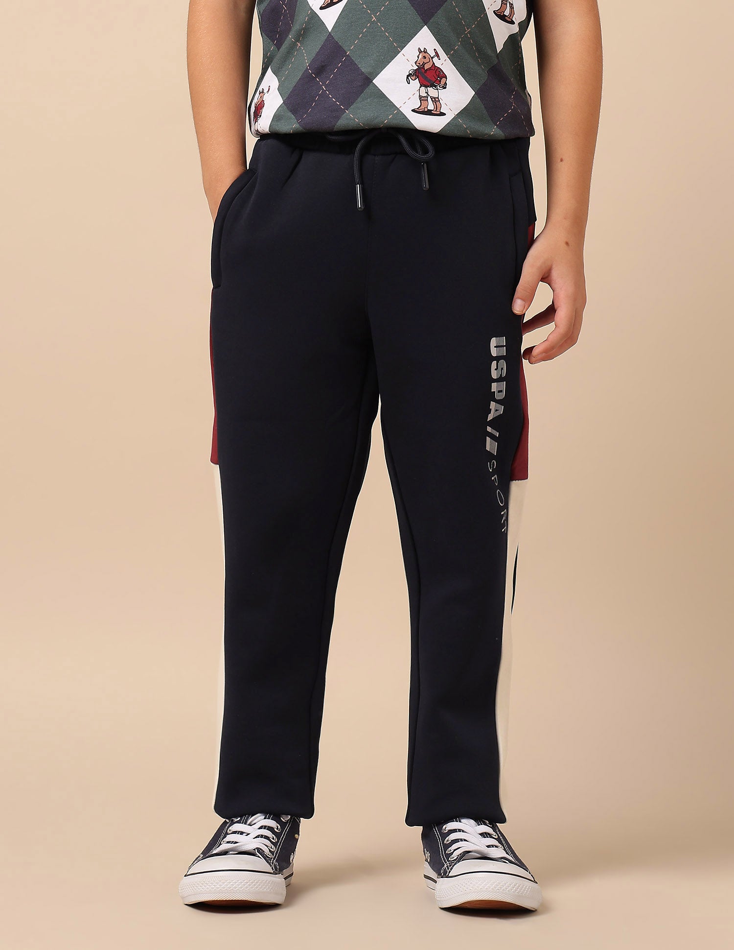 Boys Regular Fit Mini Me Track Pants Navy - U.S. POLO ASSN. | Large