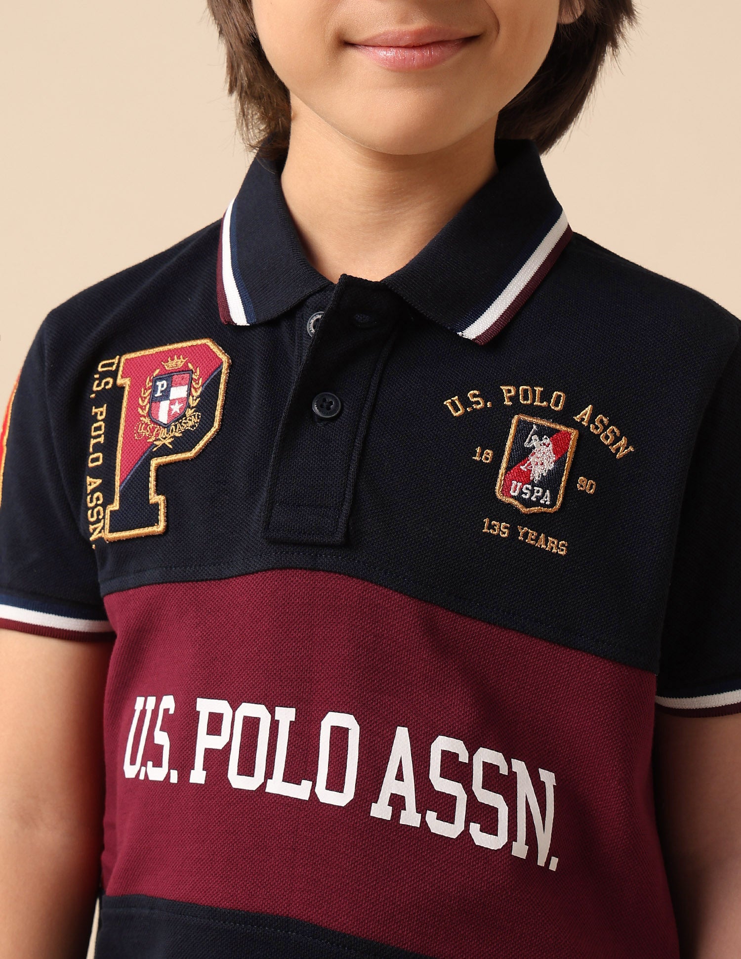 Boys Graphic Brand Printed Polo Shirt Navy - U.S. POLO ASSN. | Large