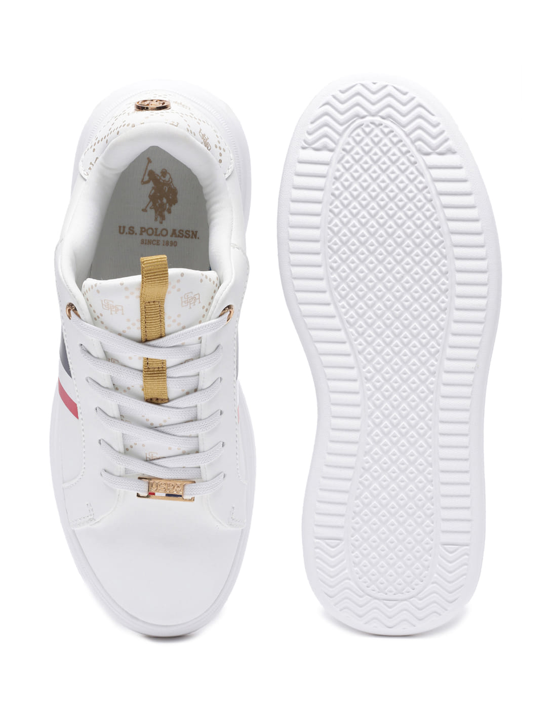 Women Brand Stripe Clara Sneakers Off White - U.S. Polo Assn. India | Large