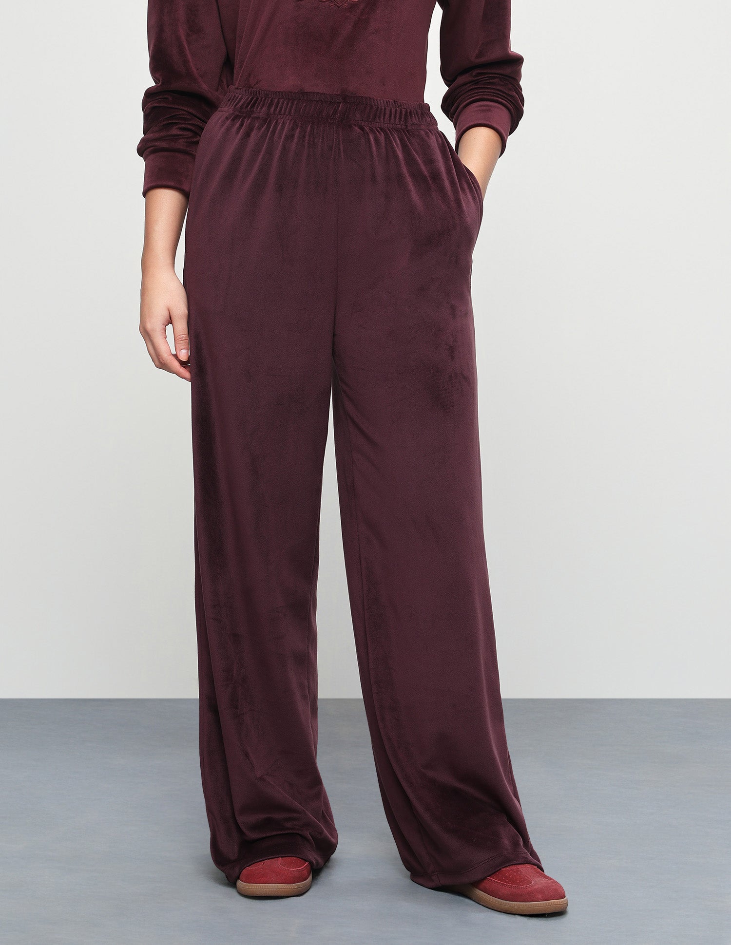 High Rise Wide Leg Knit Trousers Wine - U.S. Polo Assn. India | Large