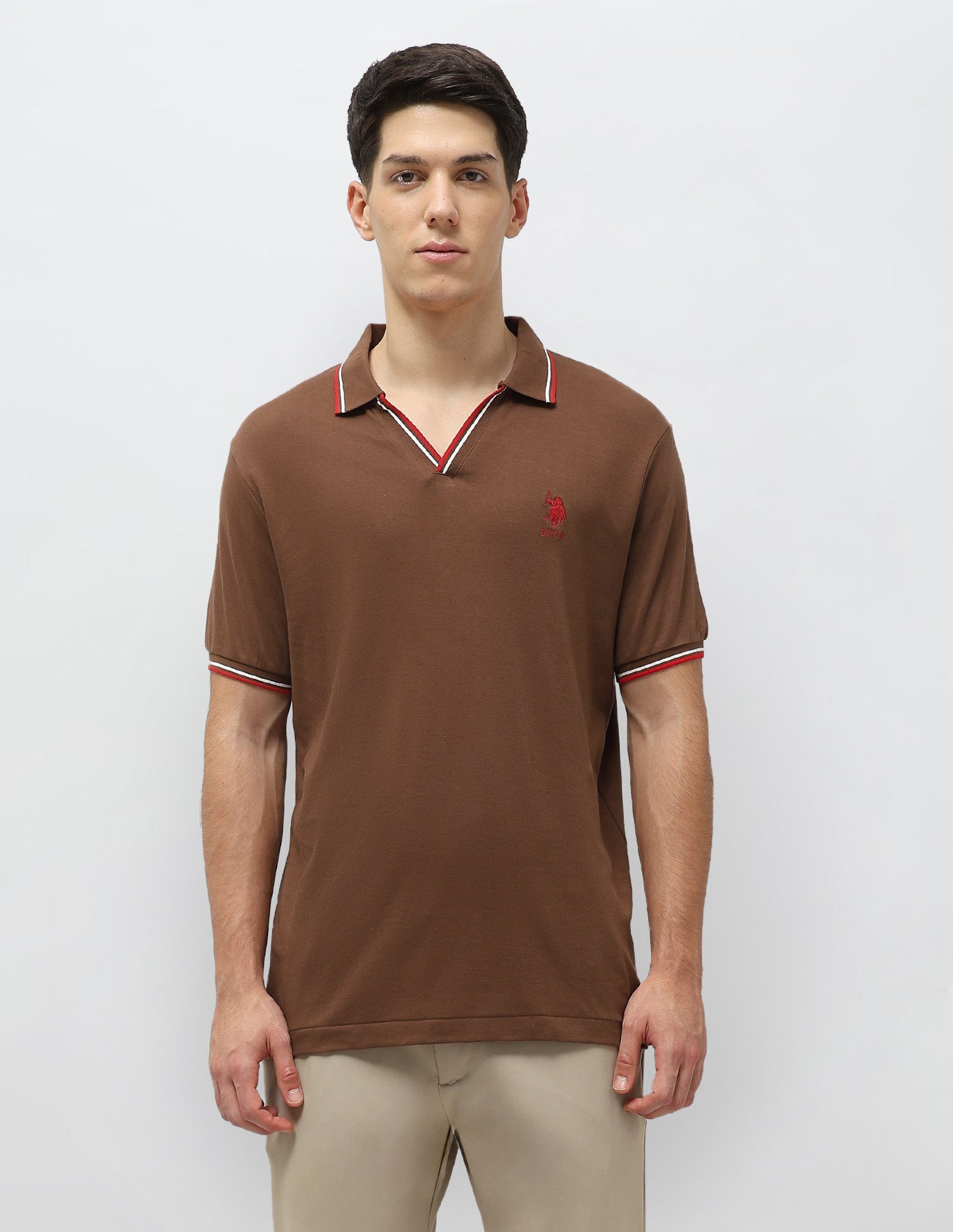 Solid Slim Fit Polo Shirt Dark Brown - U.S. Polo Assn. India | Large