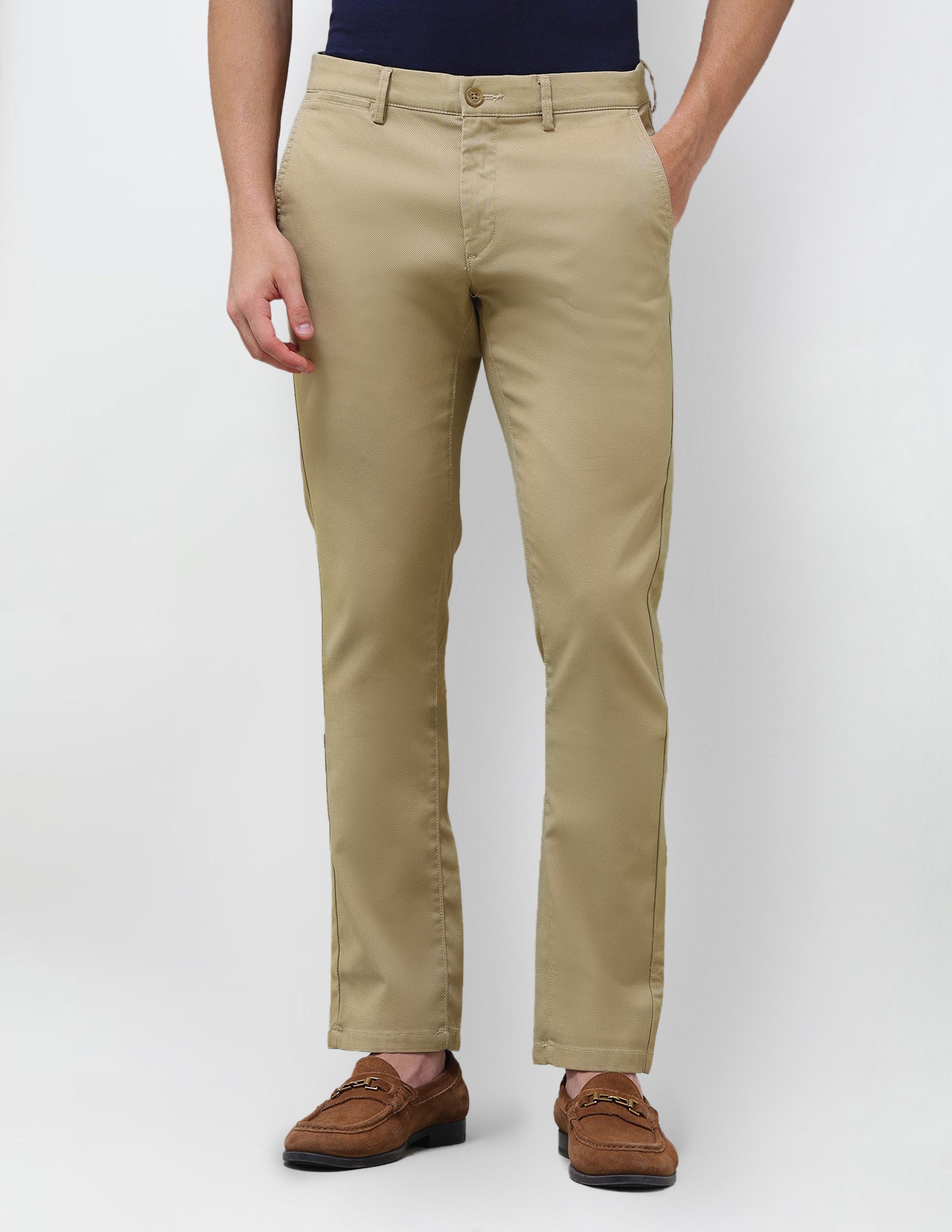Denver Slim Fit Satin Trousers Khaki - U.S. Polo Assn. India | Large