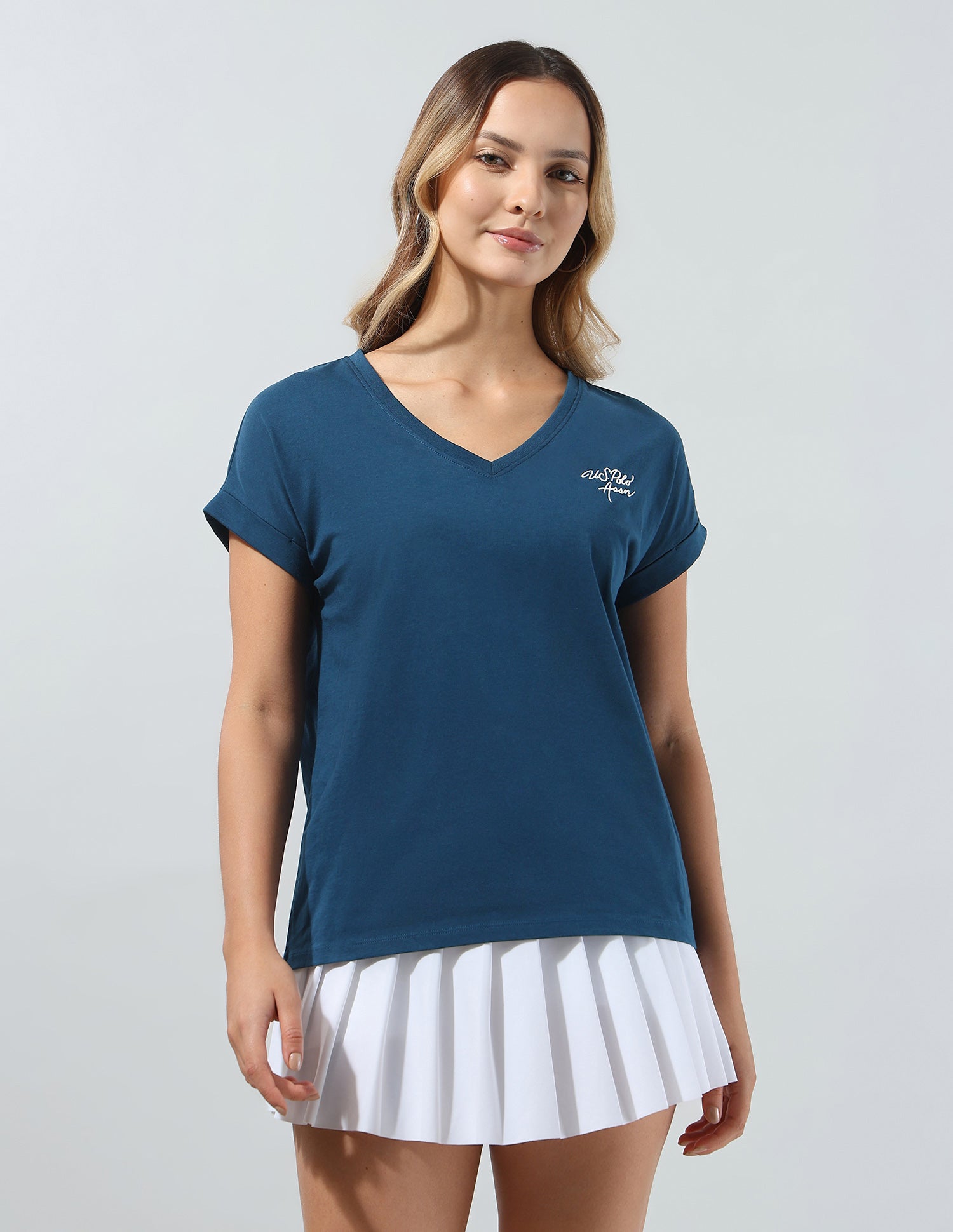 Solid Regular Fit T-Shirt Teal - U.S. Polo Assn. India | Large