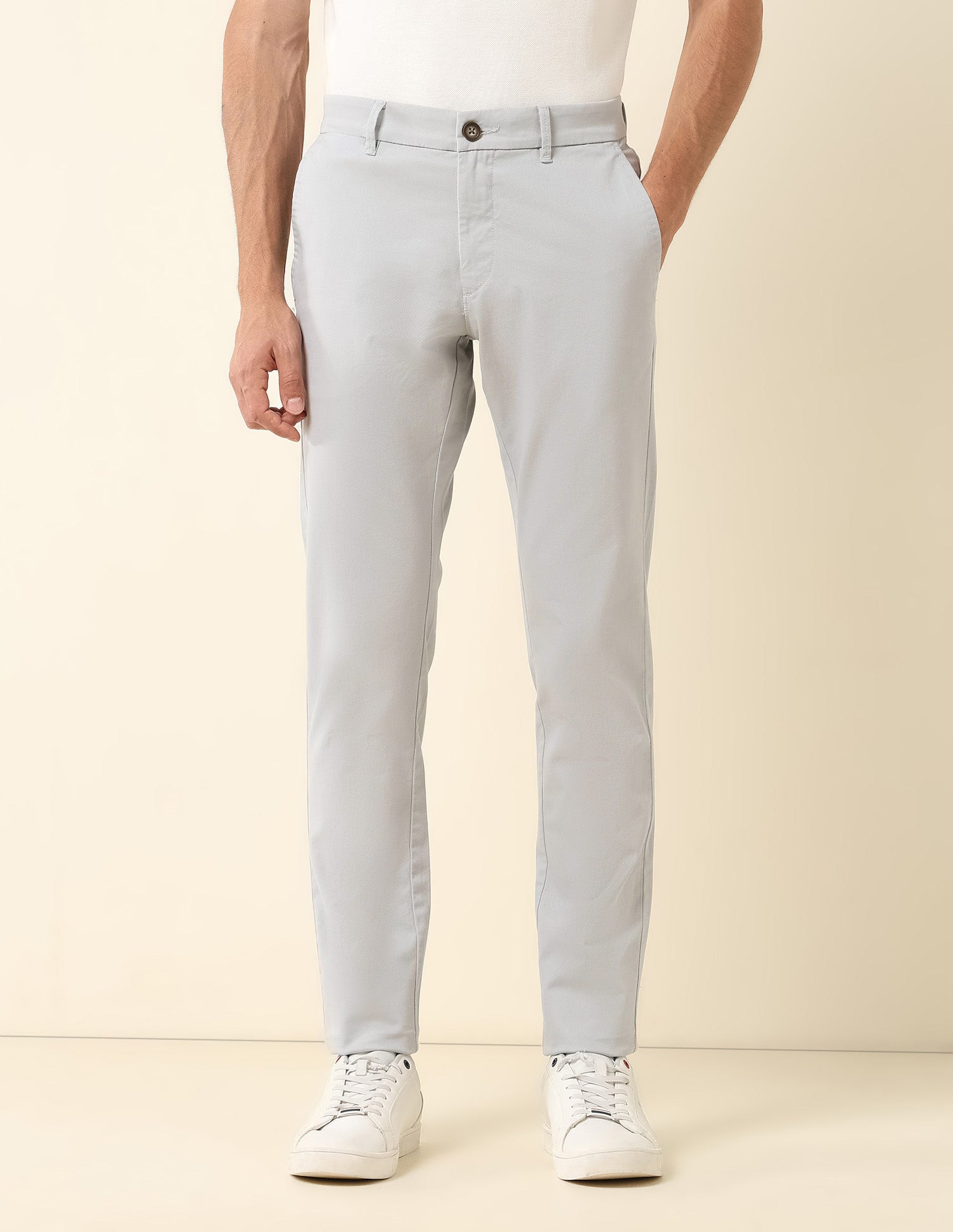Austin Slim Fit Satin Trousers Light Grey - U.S. Polo Assn. India | Large