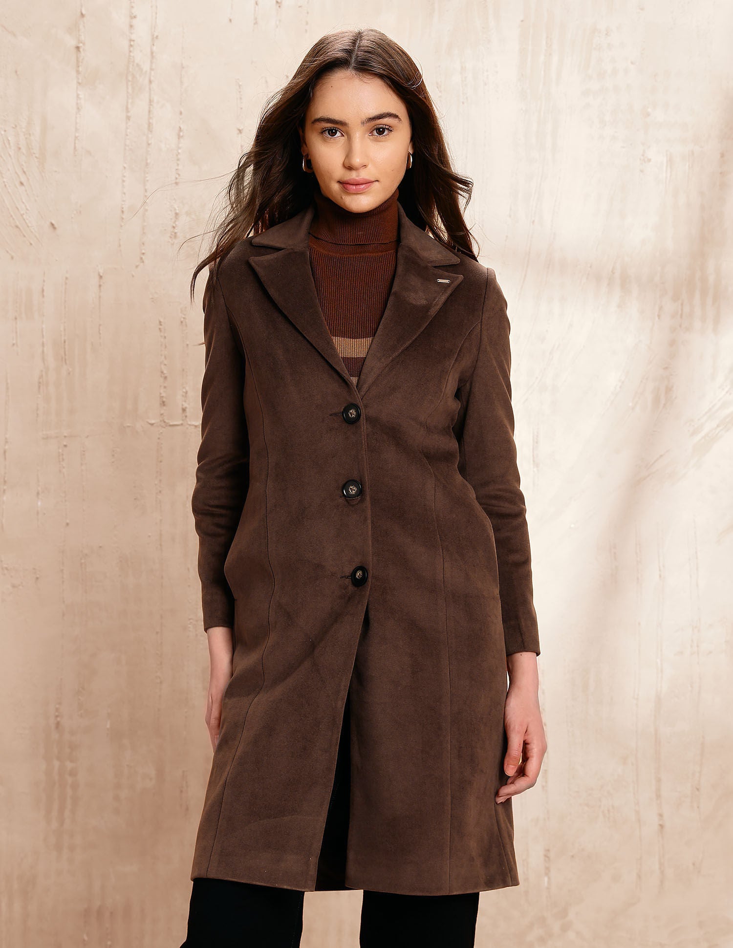 Single Breasted Notch Lapel Coat Brown - U.S. POLO ASSN. | Large