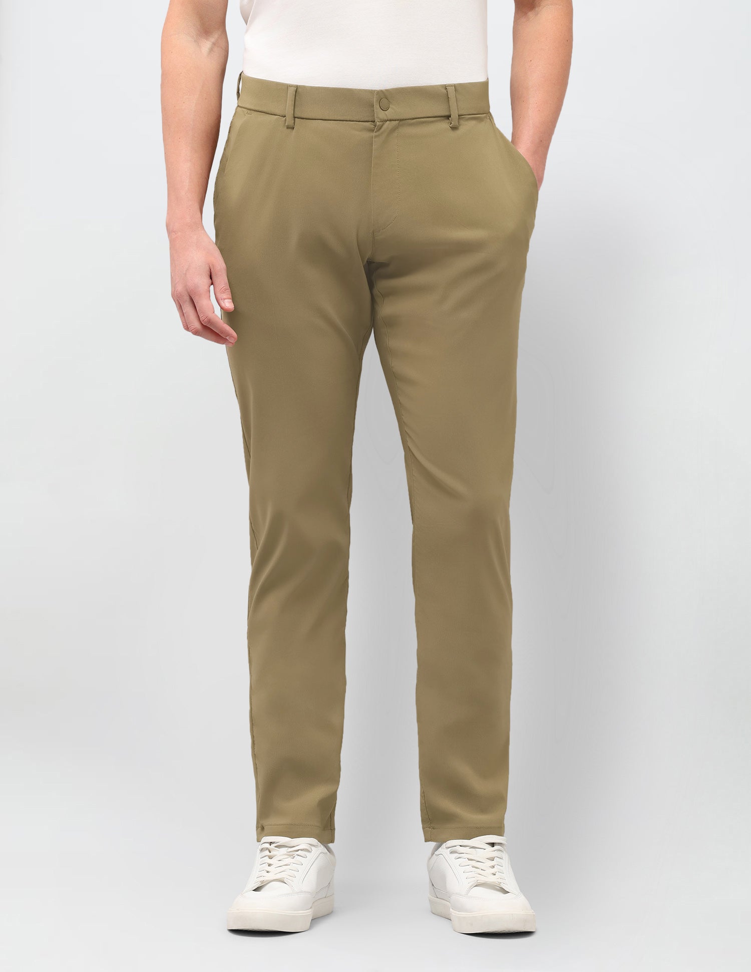 Satin Austin Slim Fit Trousers Khaki - U.S. Polo Assn. India | Large
