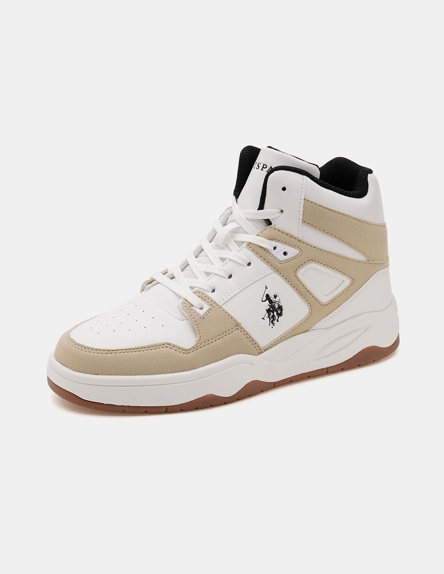 Men Bruce Mid Top Sneakers Beige - U.S. POLO ASSN. | Large
