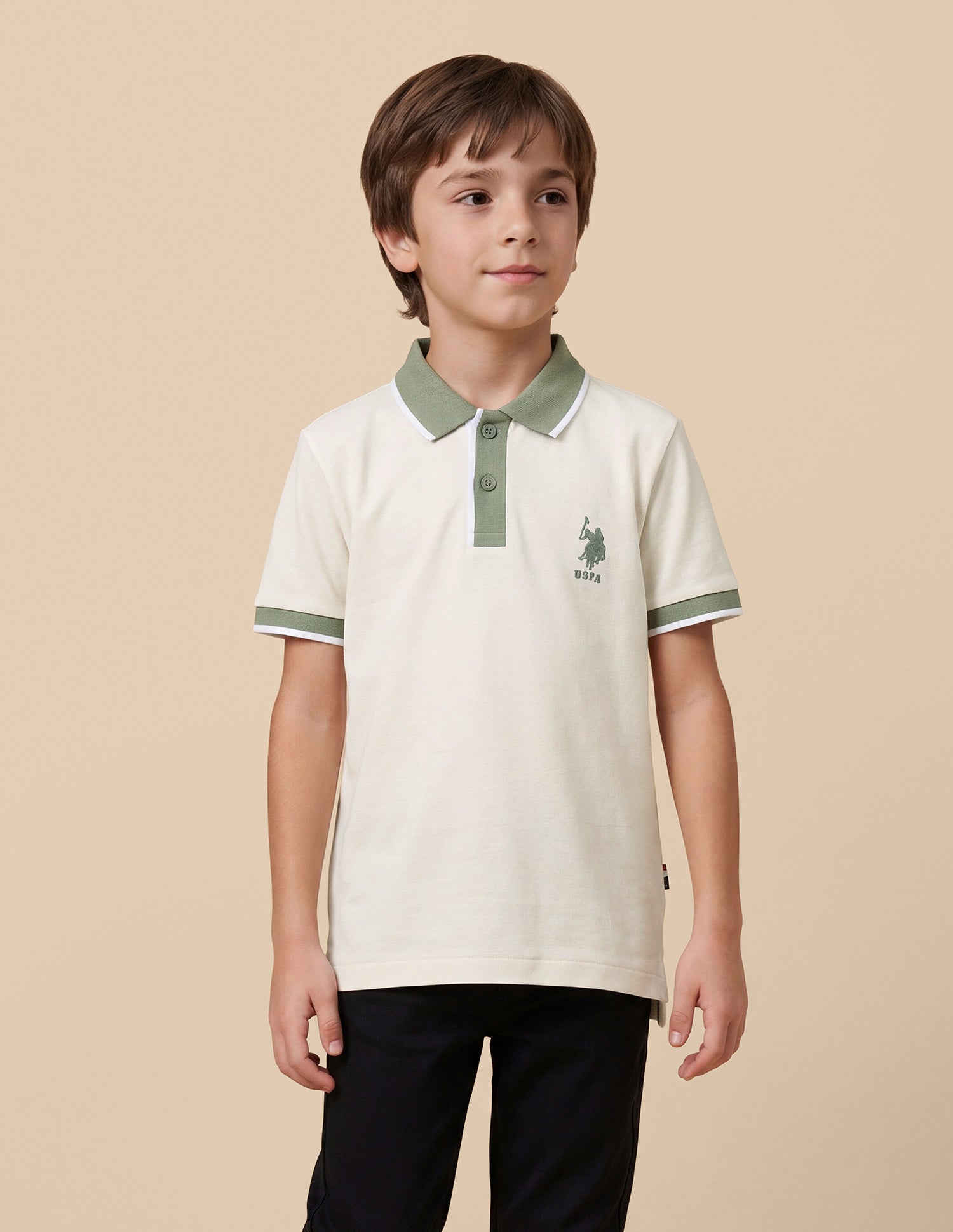 Solid Regular Fit Polo Shirt Off White - U.S. Polo Assn. India | Large