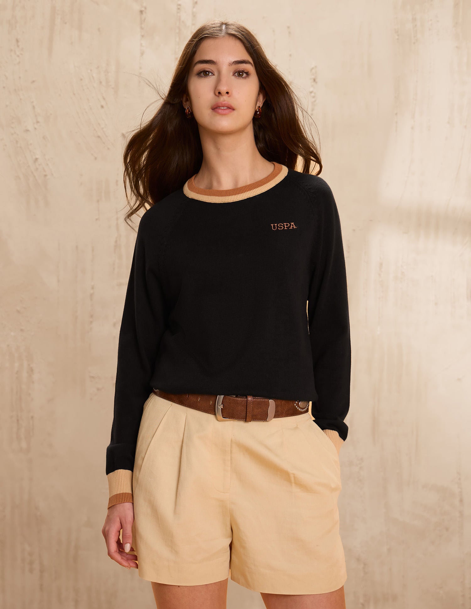 Raglan Fit Solid Sweater Black - U.S. POLO ASSN. | Large