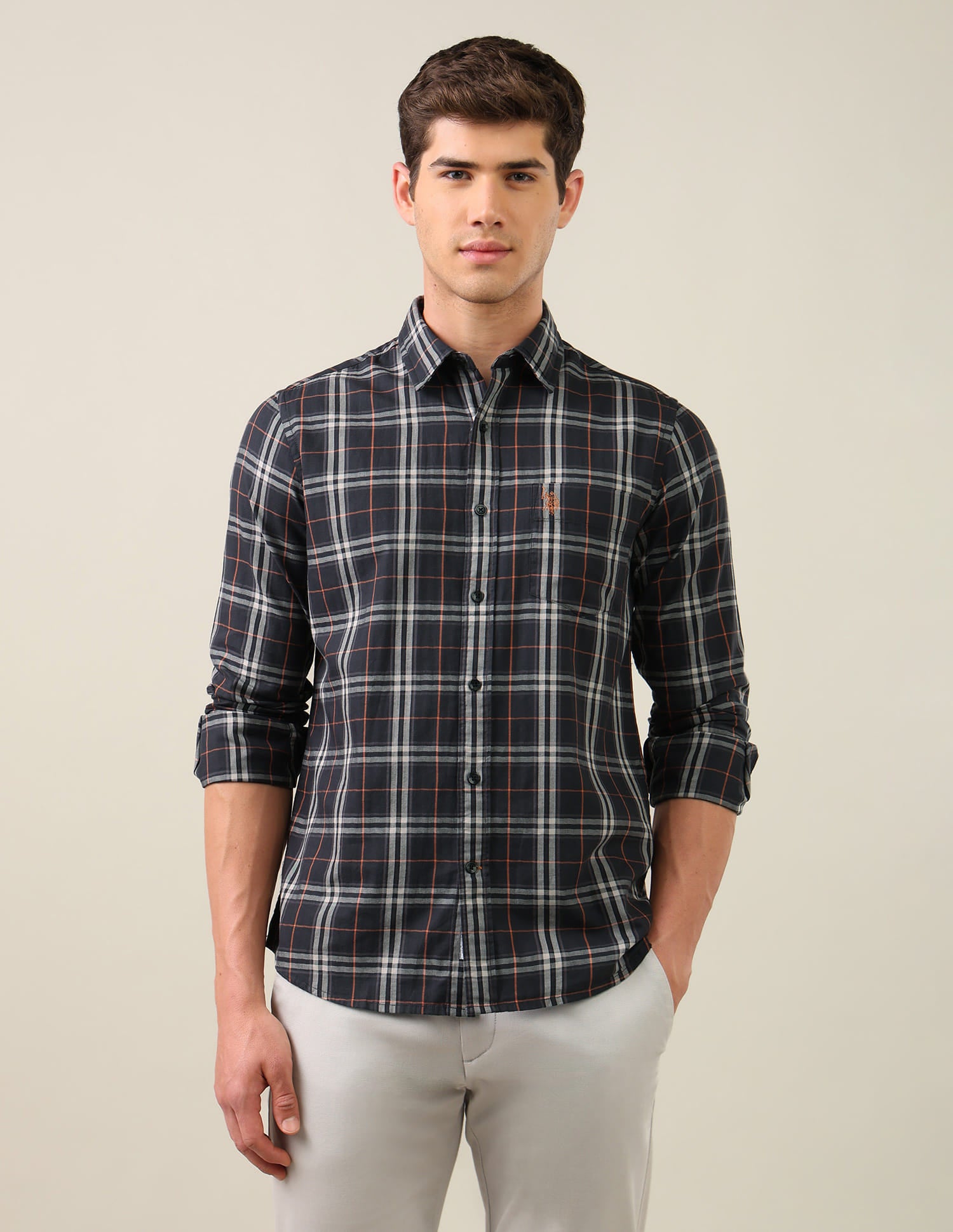 Twill Plaid Checked Shirt Black - U.S. Polo Assn. India | Large