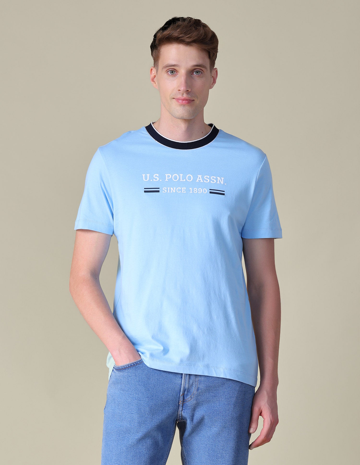 Brand Printed Slim Fit T-Shirt Blue - U.S. POLO ASSN. | Large