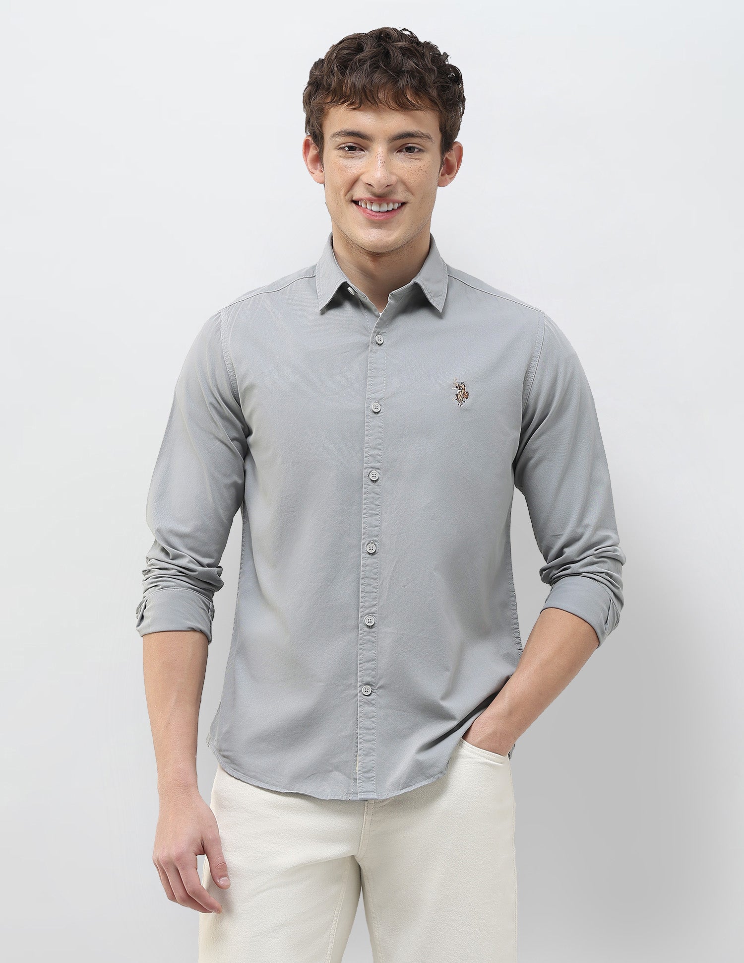 Twill Regular Fit Shirt Grey - U.S. Polo Assn. India | Large