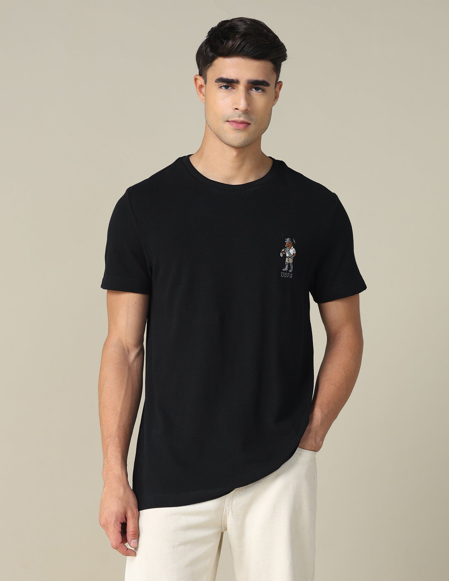 Regular Fit Solid T-shirt Black - U.S. POLO ASSN. | Large