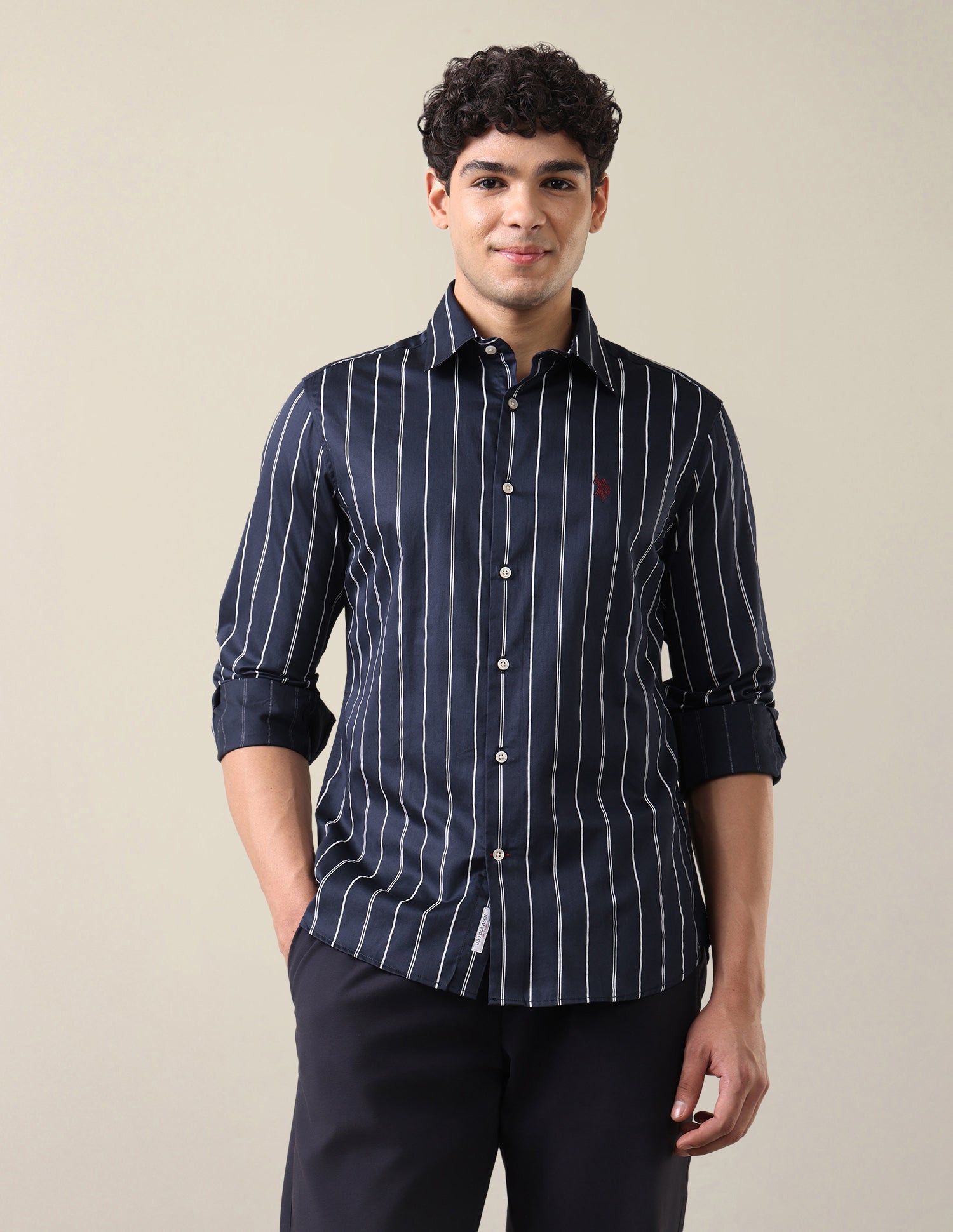 Satin Vertical Striped Shirt Navy - U.S. Polo Assn. India | Large