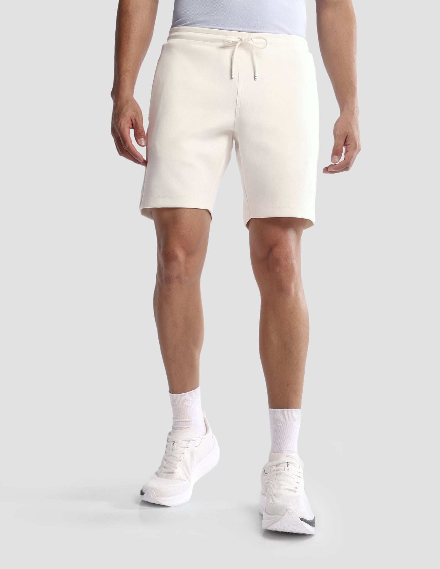 Mid Rise Solid Active Shorts Off White - U.S. Polo Assn. India | Large